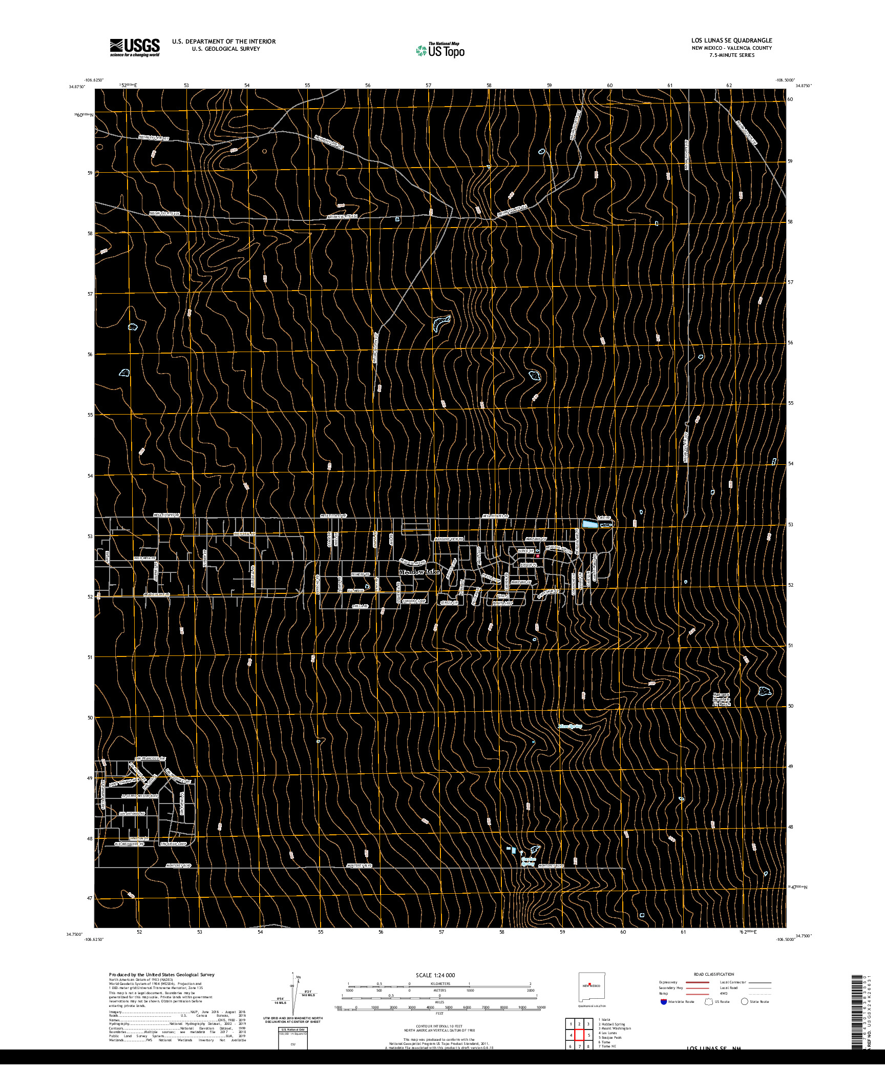 USGS US TOPO 7.5-MINUTE MAP FOR LOS LUNAS SE, NM 2020