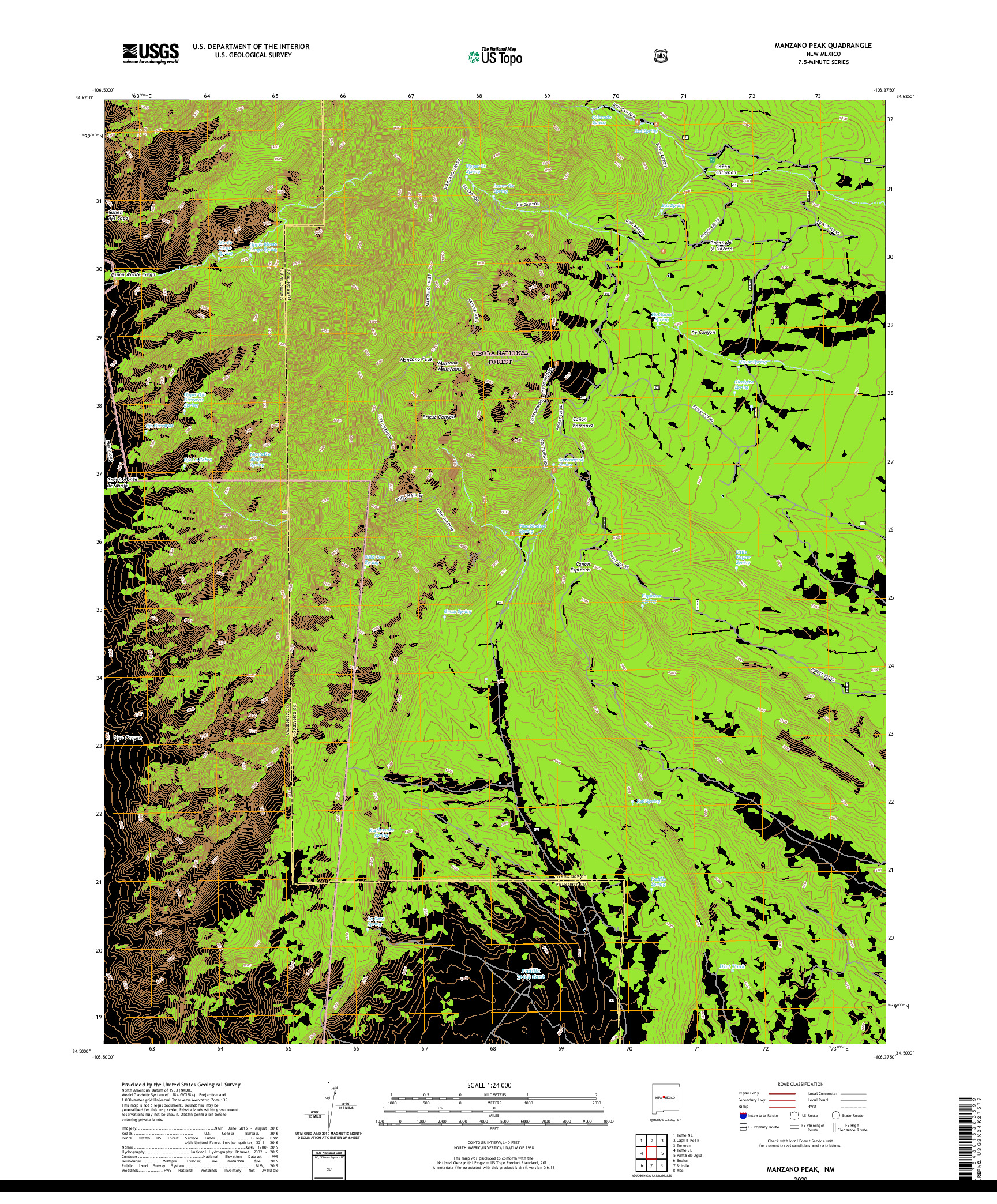 USGS US TOPO 7.5-MINUTE MAP FOR MANZANO PEAK, NM 2020