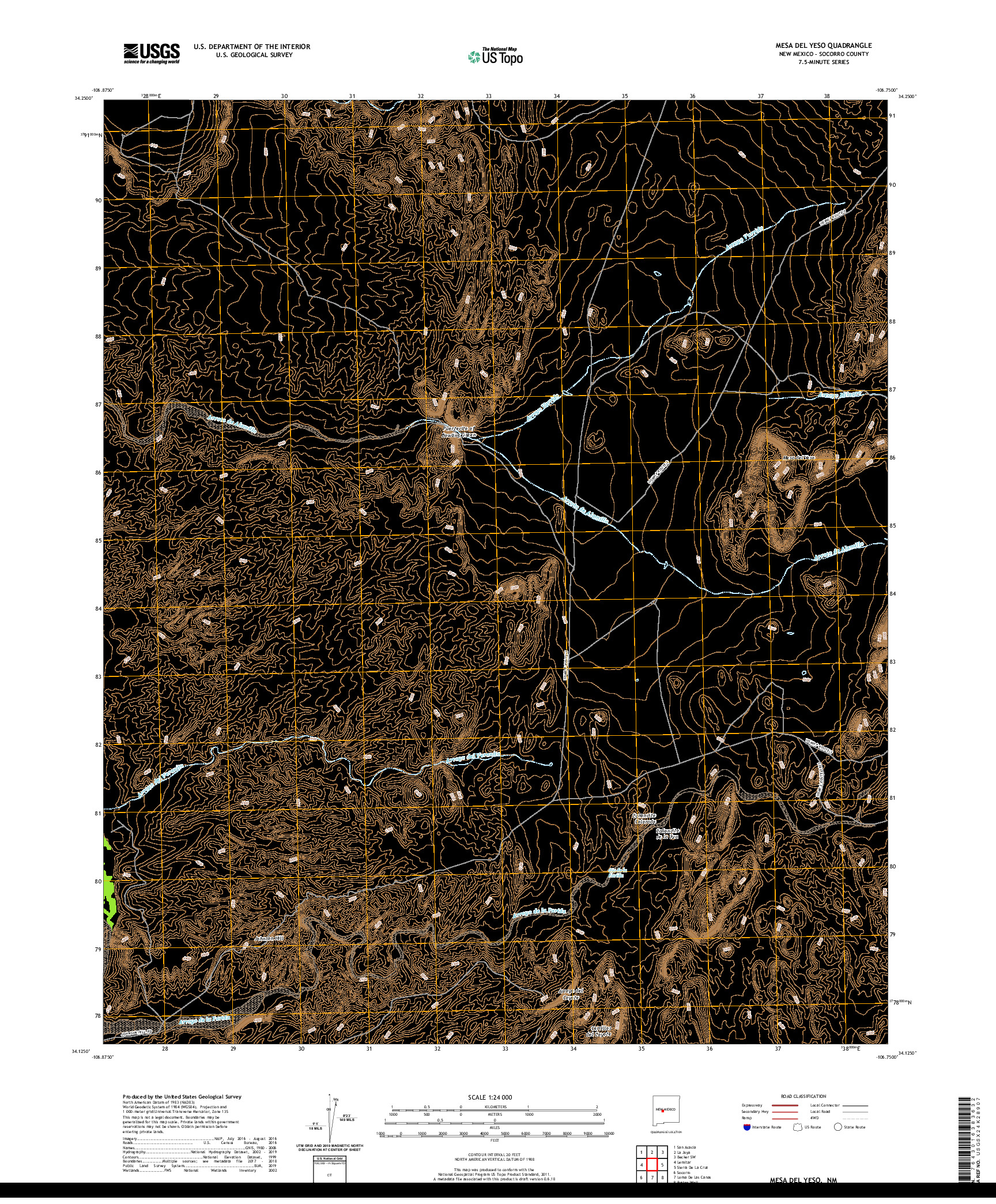 USGS US TOPO 7.5-MINUTE MAP FOR MESA DEL YESO, NM 2020