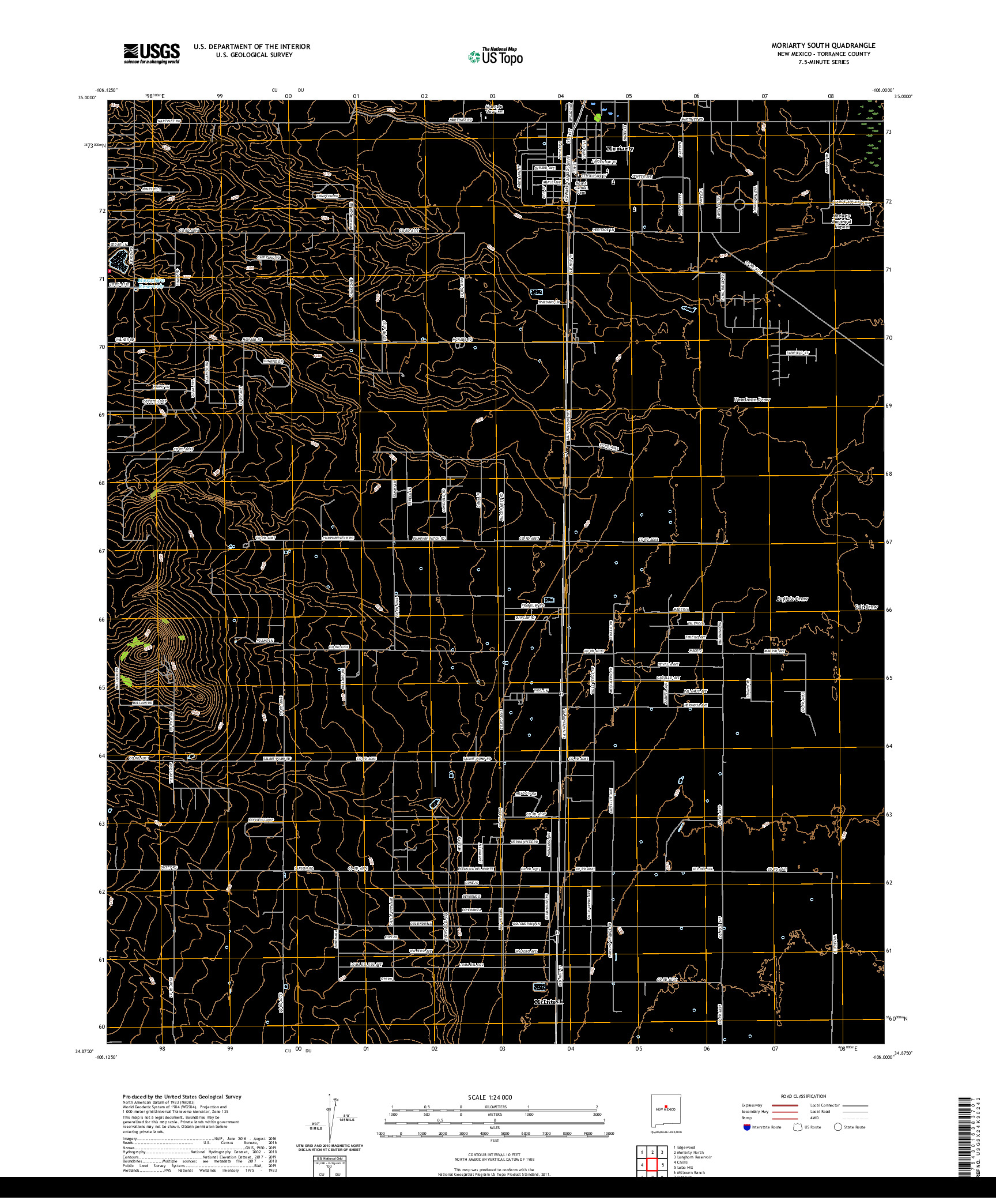 USGS US TOPO 7.5-MINUTE MAP FOR MORIARTY SOUTH, NM 2020