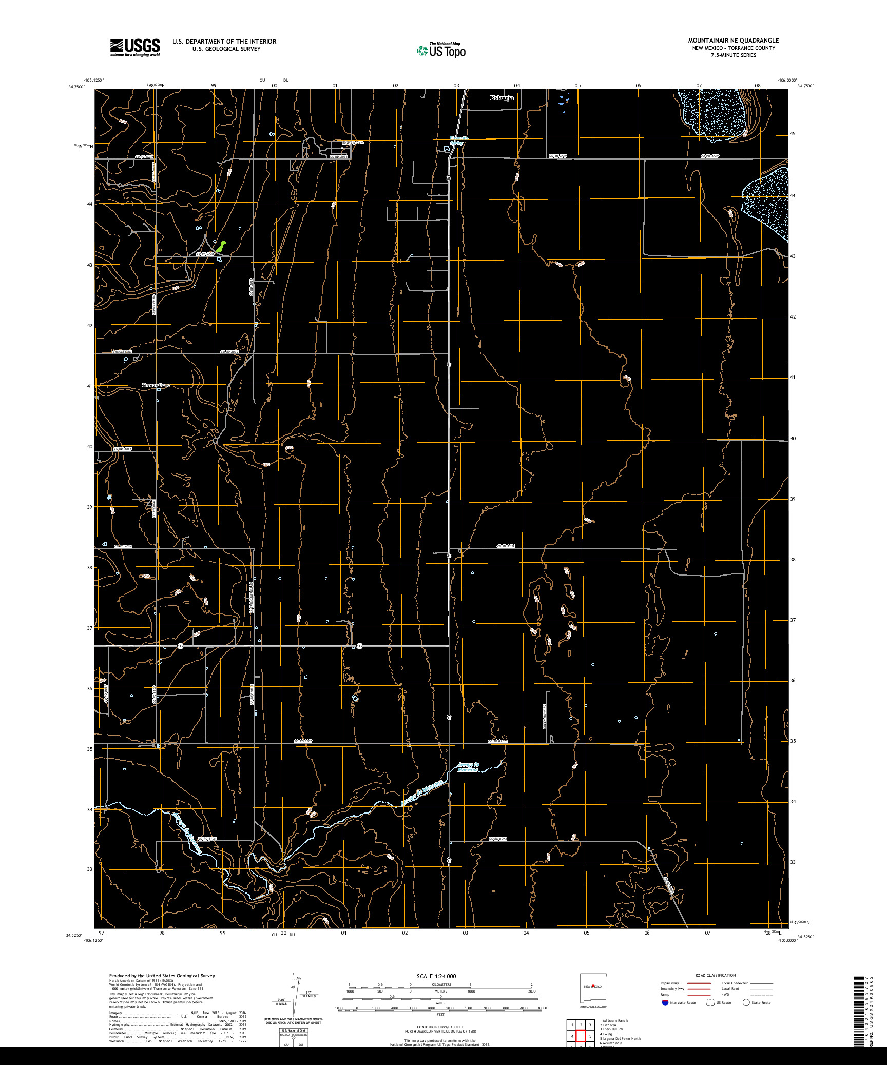 USGS US TOPO 7.5-MINUTE MAP FOR MOUNTAINAIR NE, NM 2020