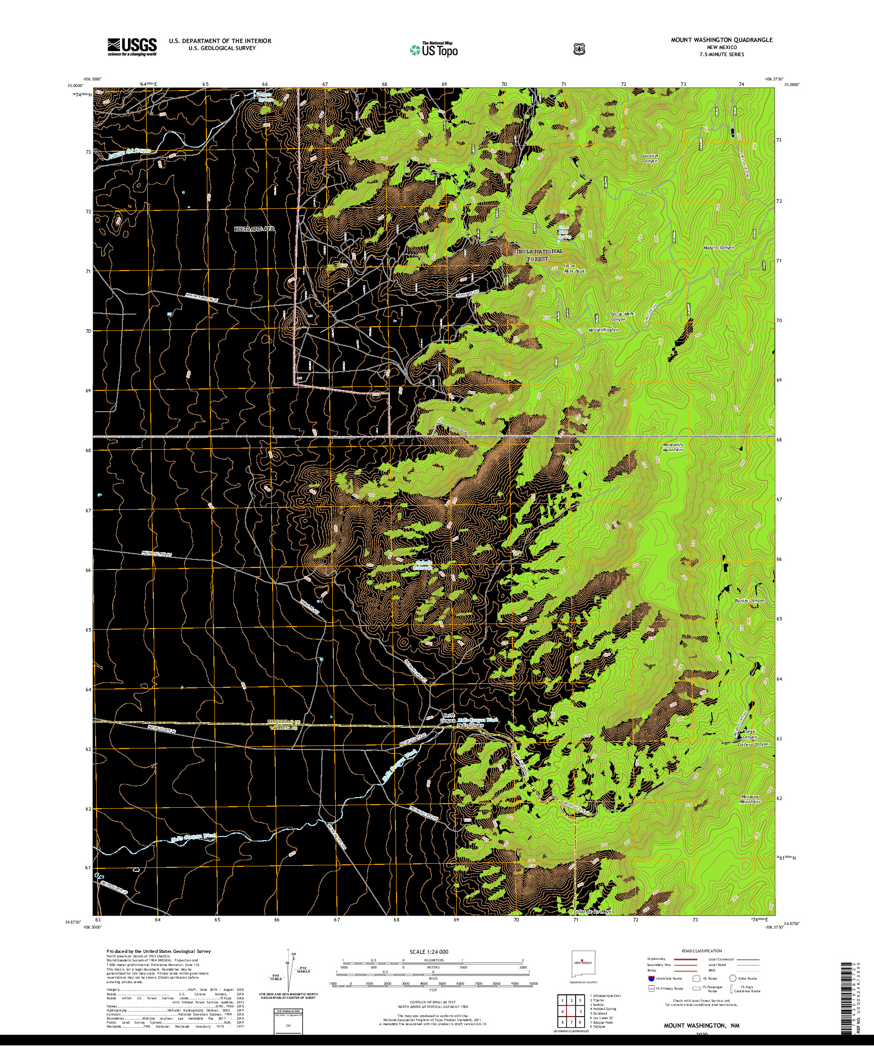 USGS US TOPO 7.5-MINUTE MAP FOR MOUNT WASHINGTON, NM 2020