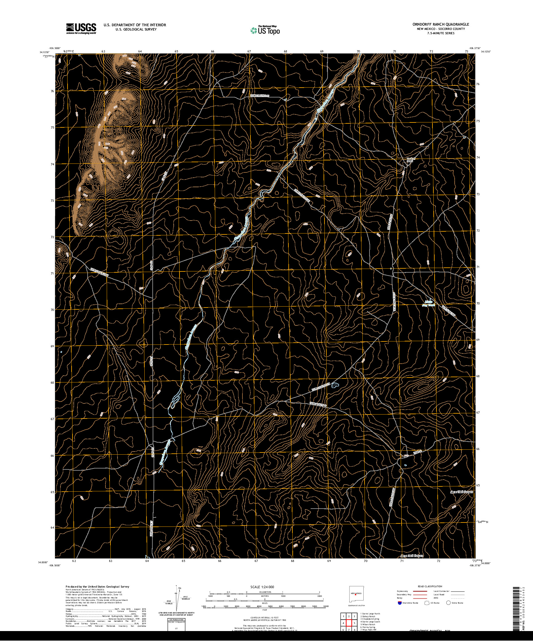 USGS US TOPO 7.5-MINUTE MAP FOR ORNDORFF RANCH, NM 2020