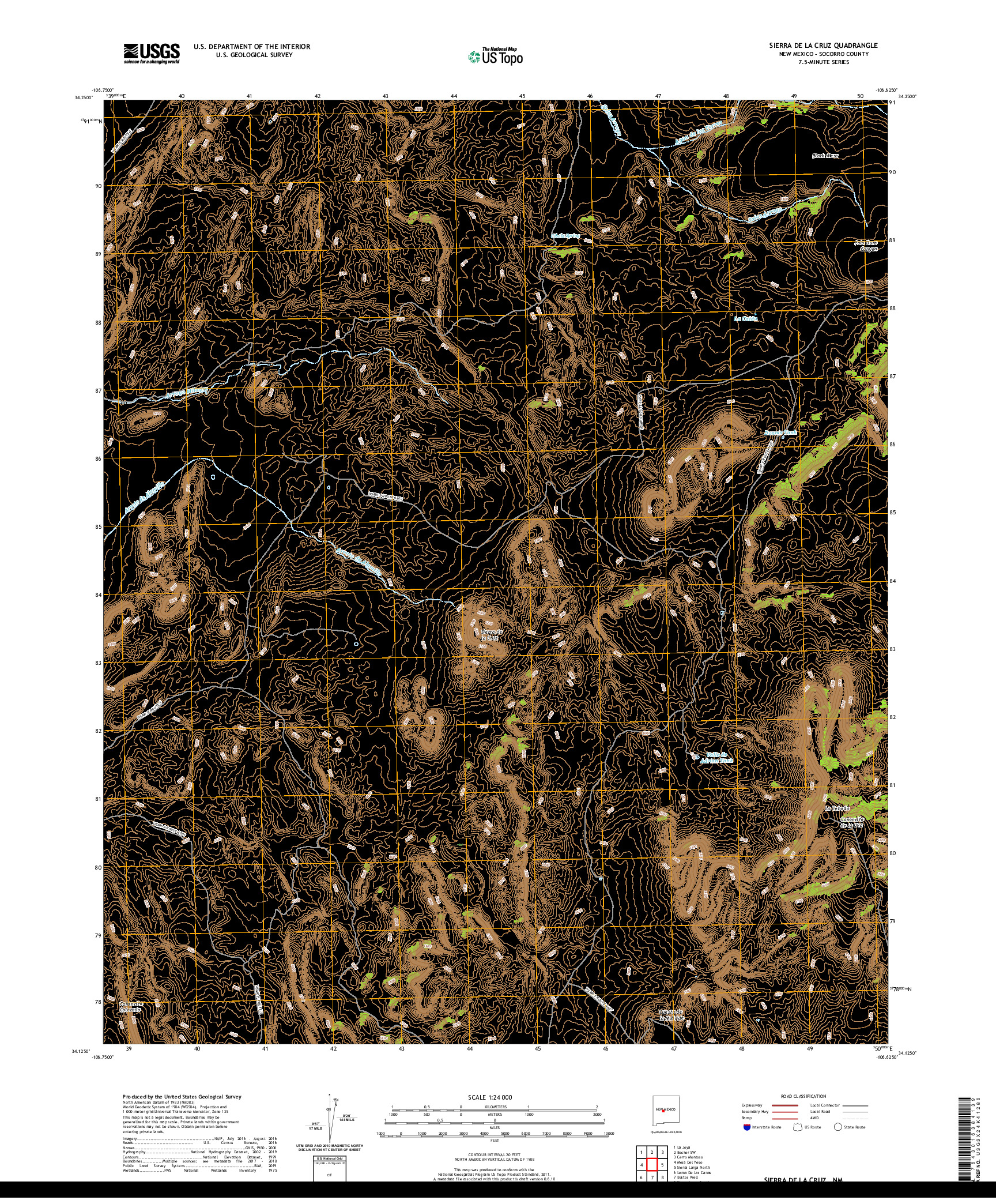 USGS US TOPO 7.5-MINUTE MAP FOR SIERRA DE LA CRUZ, NM 2020