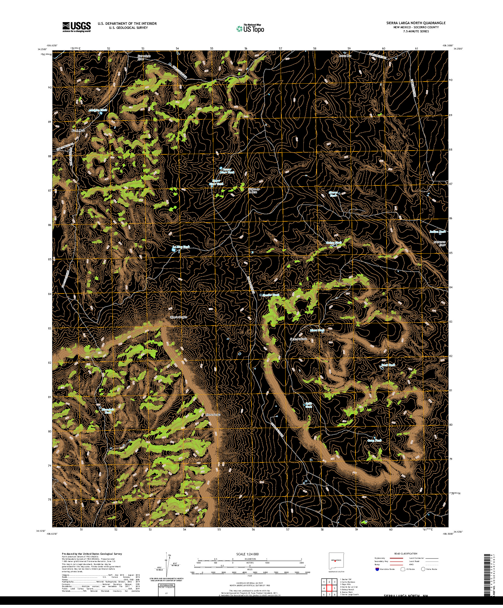 USGS US TOPO 7.5-MINUTE MAP FOR SIERRA LARGA NORTH, NM 2020