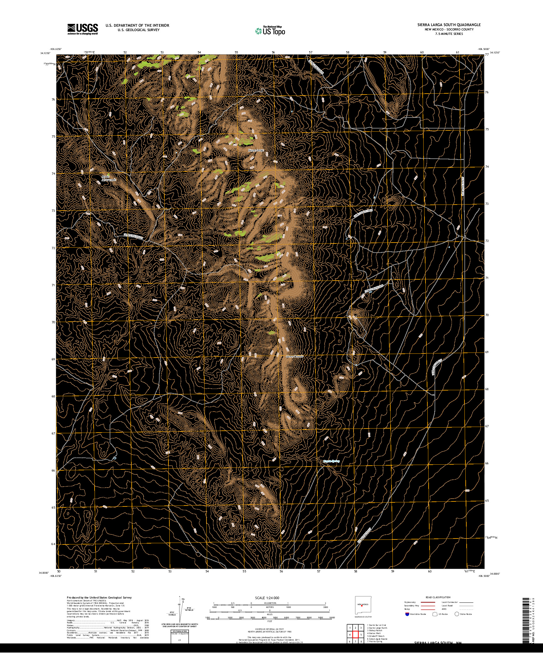USGS US TOPO 7.5-MINUTE MAP FOR SIERRA LARGA SOUTH, NM 2020