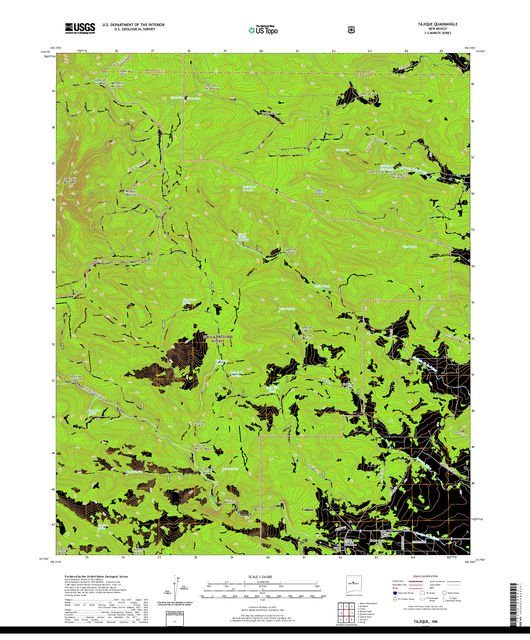 USGS US TOPO 7.5-MINUTE MAP FOR TAJIQUE, NM 2020