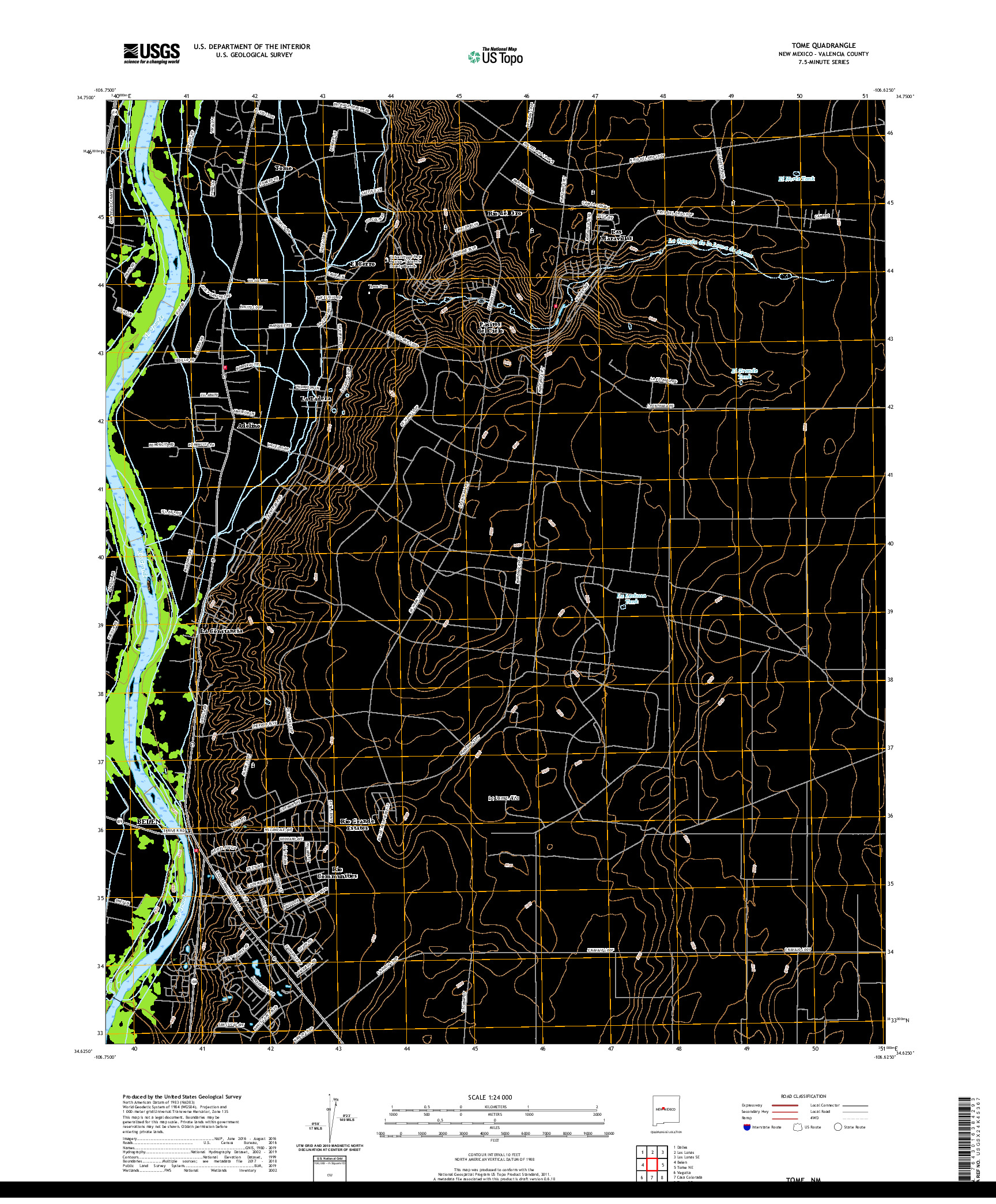 USGS US TOPO 7.5-MINUTE MAP FOR TOME, NM 2020