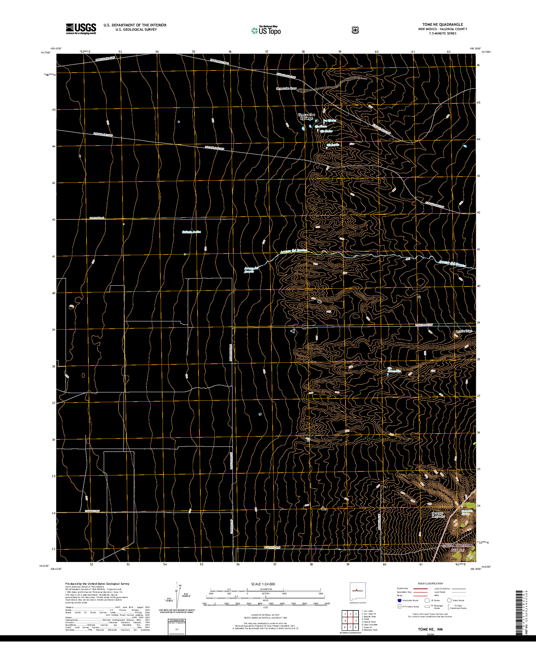 USGS US TOPO 7.5-MINUTE MAP FOR TOME NE, NM 2020