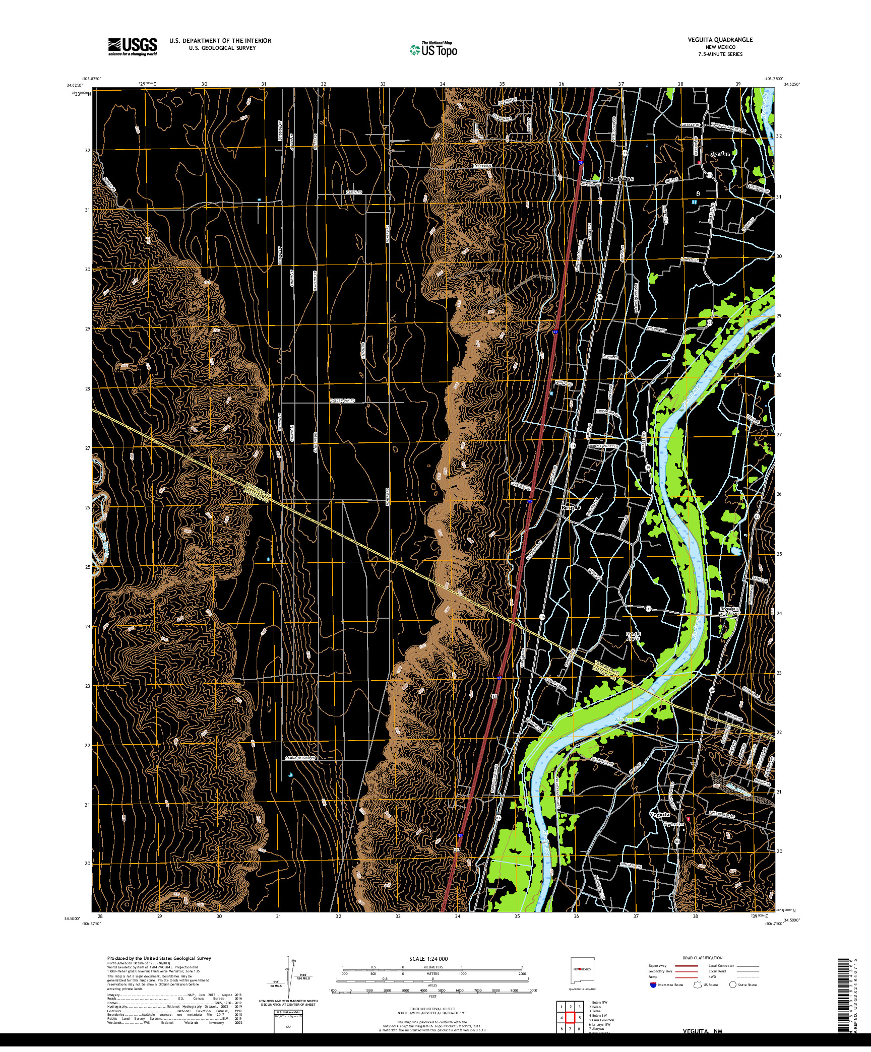USGS US TOPO 7.5-MINUTE MAP FOR VEGUITA, NM 2020