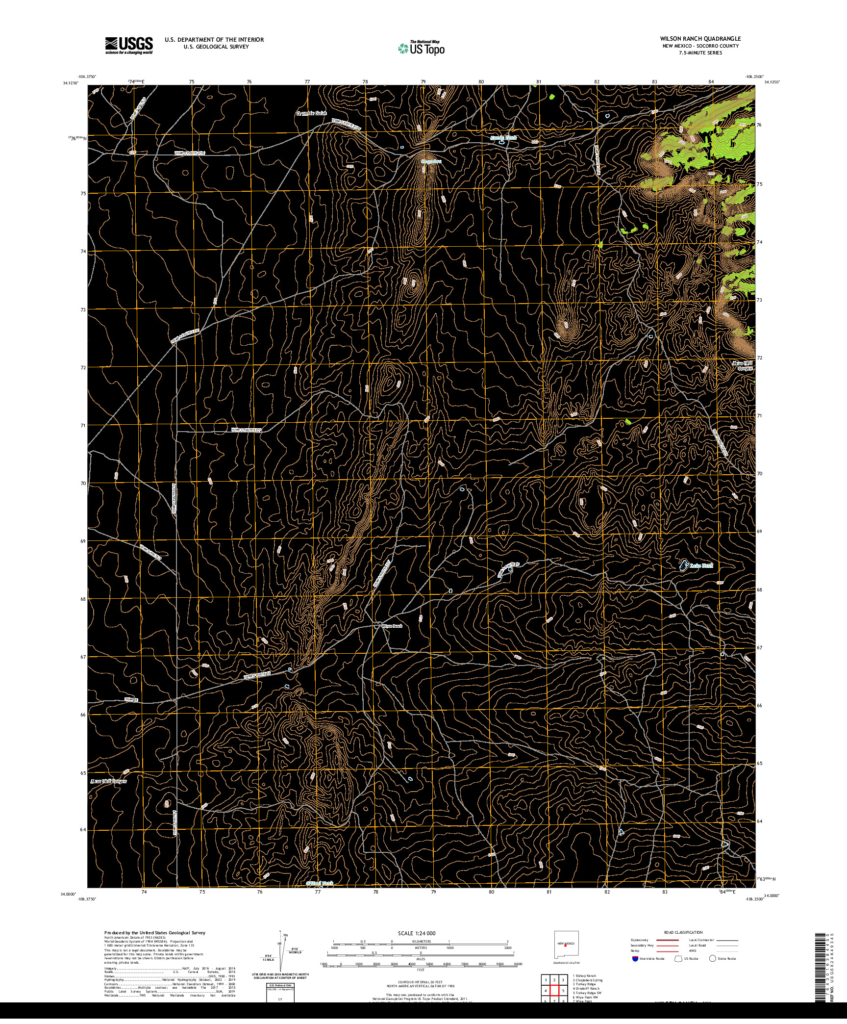 USGS US TOPO 7.5-MINUTE MAP FOR WILSON RANCH, NM 2020