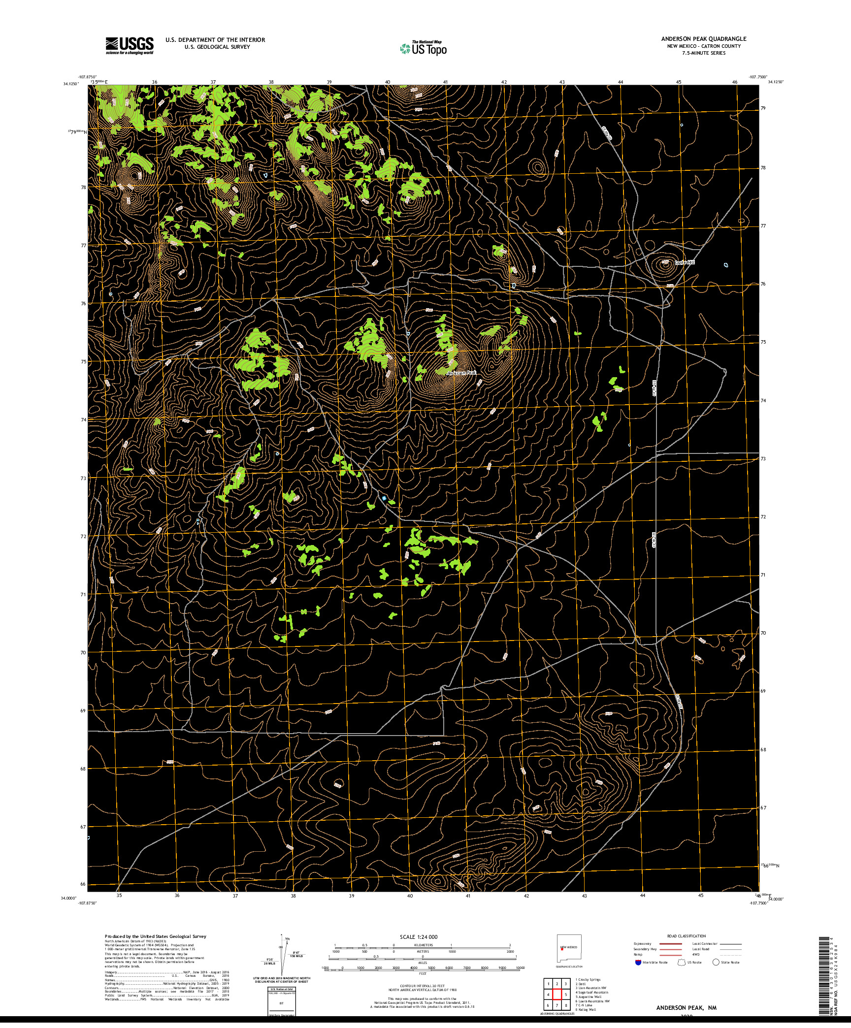 USGS US TOPO 7.5-MINUTE MAP FOR ANDERSON PEAK, NM 2020