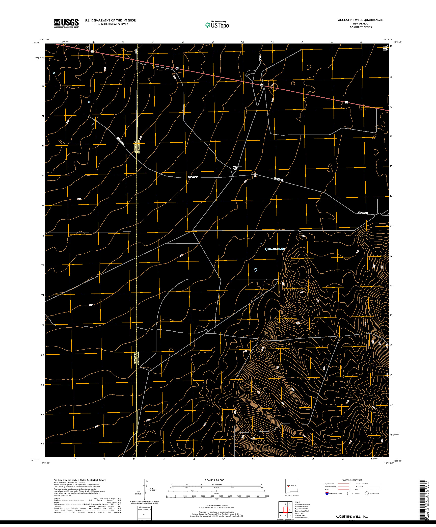 USGS US TOPO 7.5-MINUTE MAP FOR AUGUSTINE WELL, NM 2020