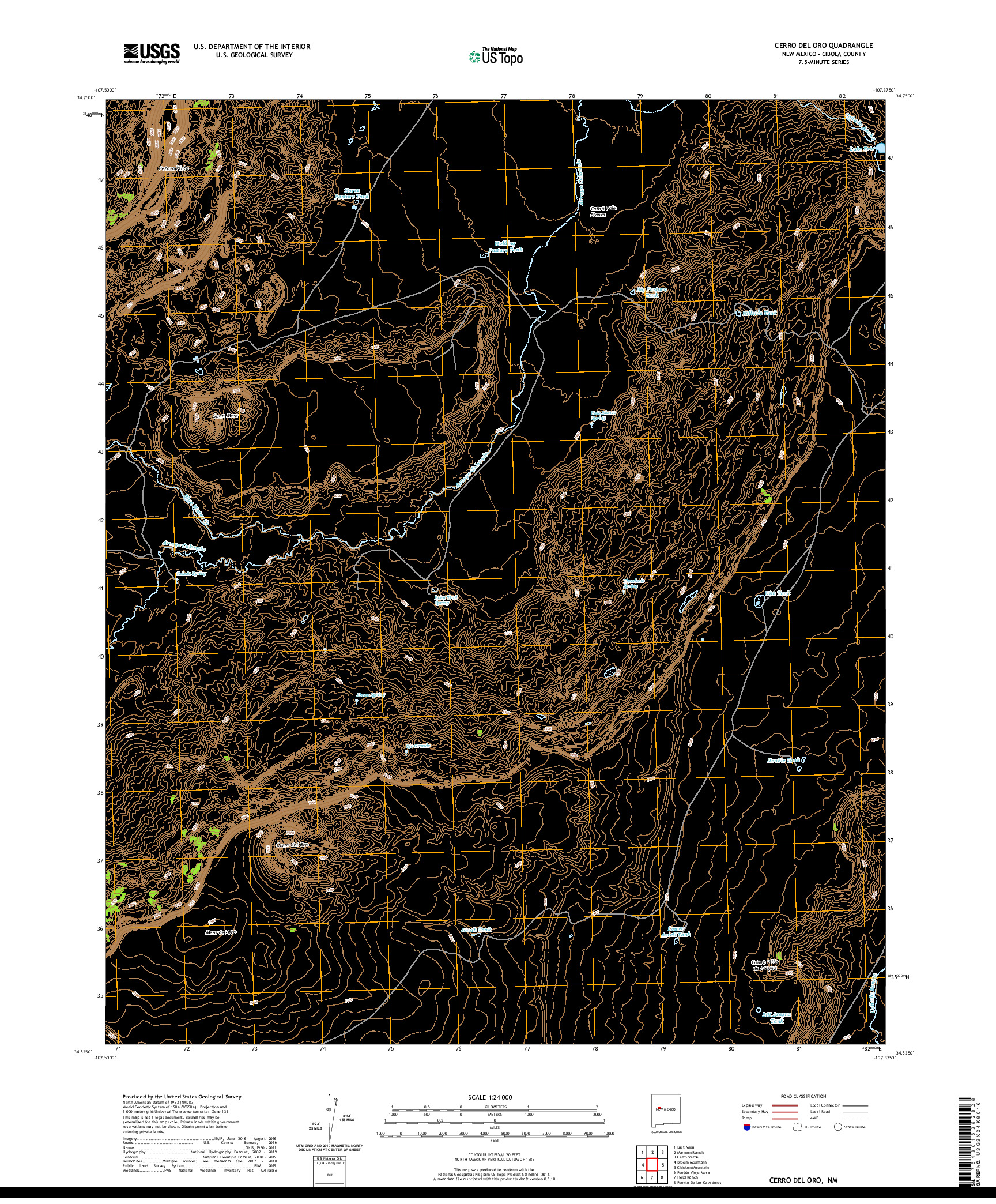 USGS US TOPO 7.5-MINUTE MAP FOR CERRO DEL ORO, NM 2020