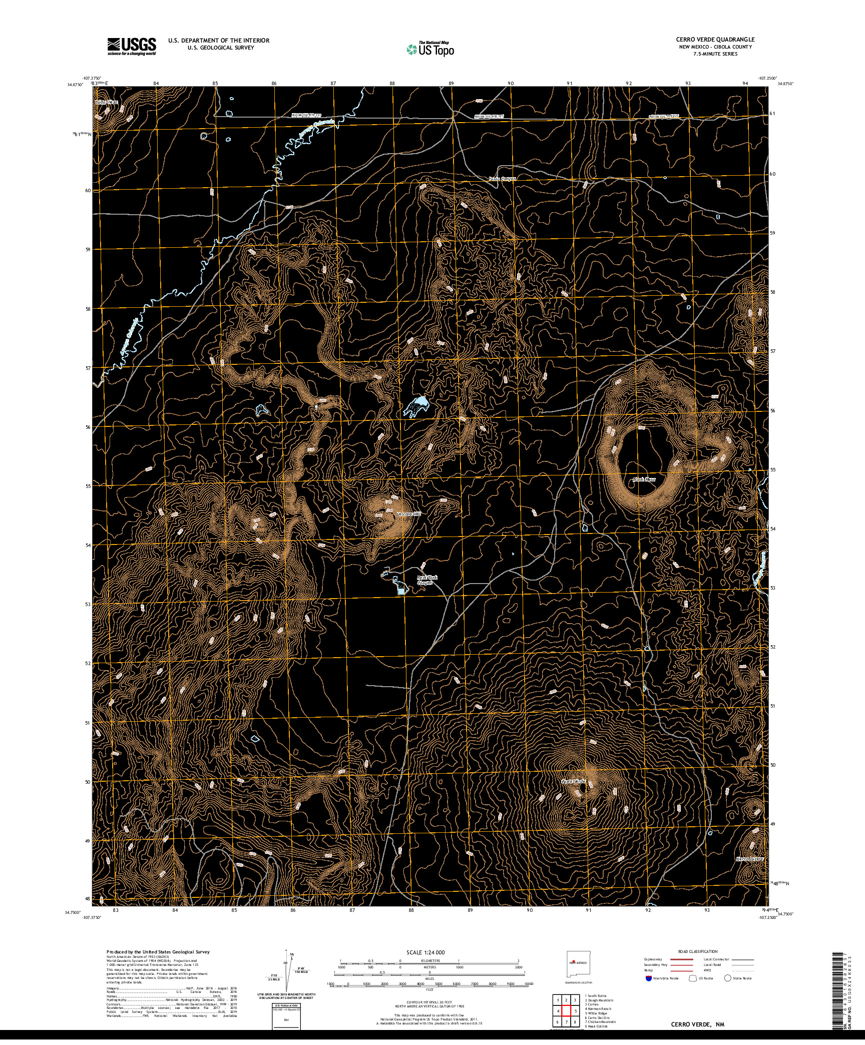 USGS US TOPO 7.5-MINUTE MAP FOR CERRO VERDE, NM 2020