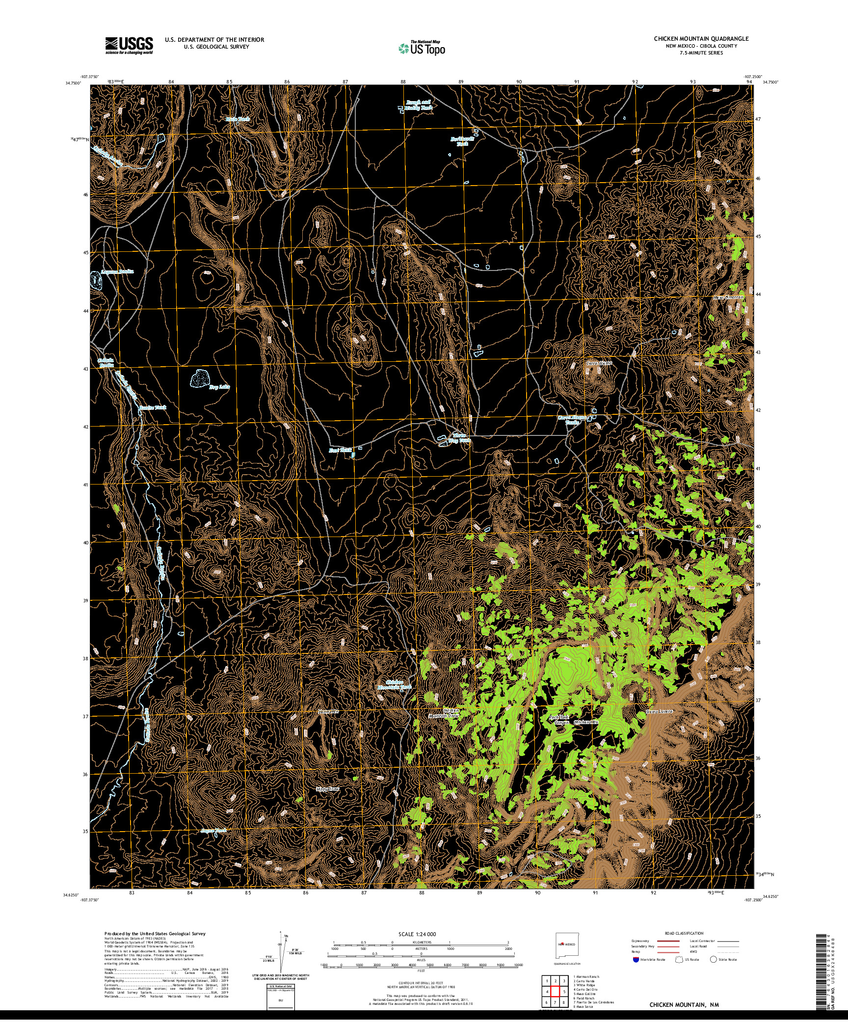 USGS US TOPO 7.5-MINUTE MAP FOR CHICKEN MOUNTAIN, NM 2020