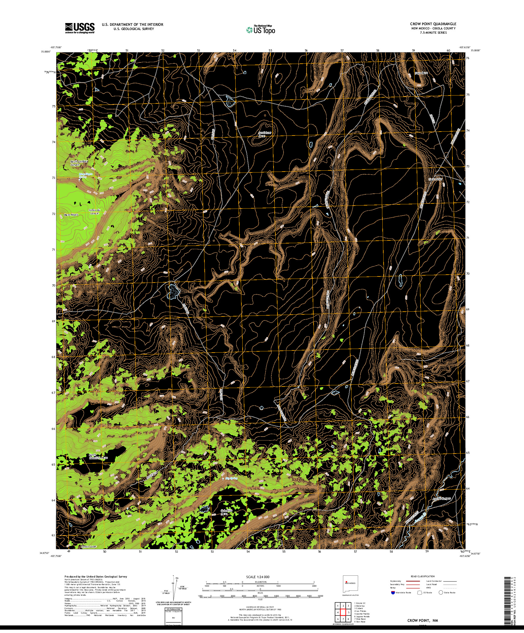 USGS US TOPO 7.5-MINUTE MAP FOR CROW POINT, NM 2020