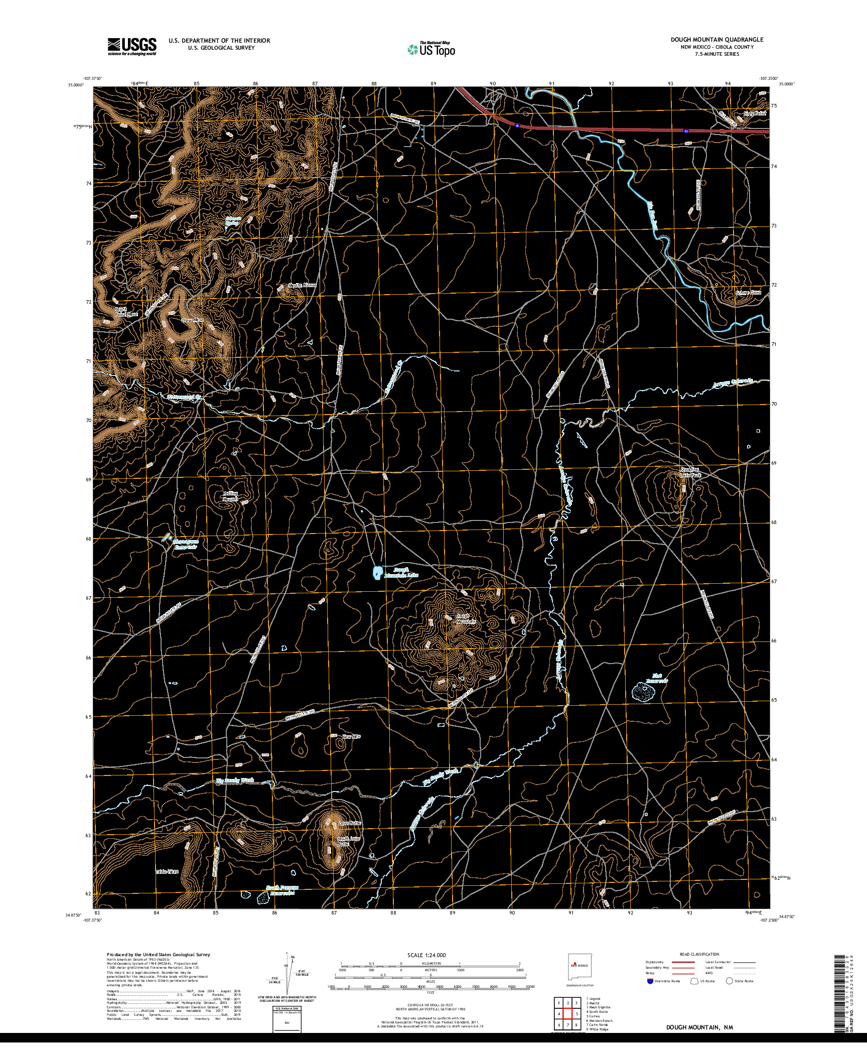 USGS US TOPO 7.5-MINUTE MAP FOR DOUGH MOUNTAIN, NM 2020