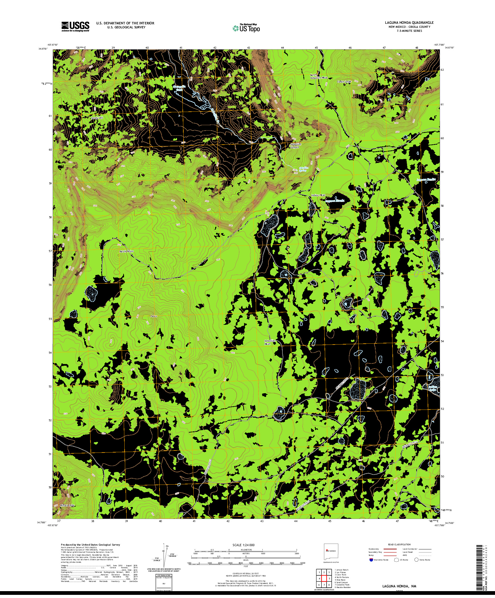USGS US TOPO 7.5-MINUTE MAP FOR LAGUNA HONDA, NM 2020