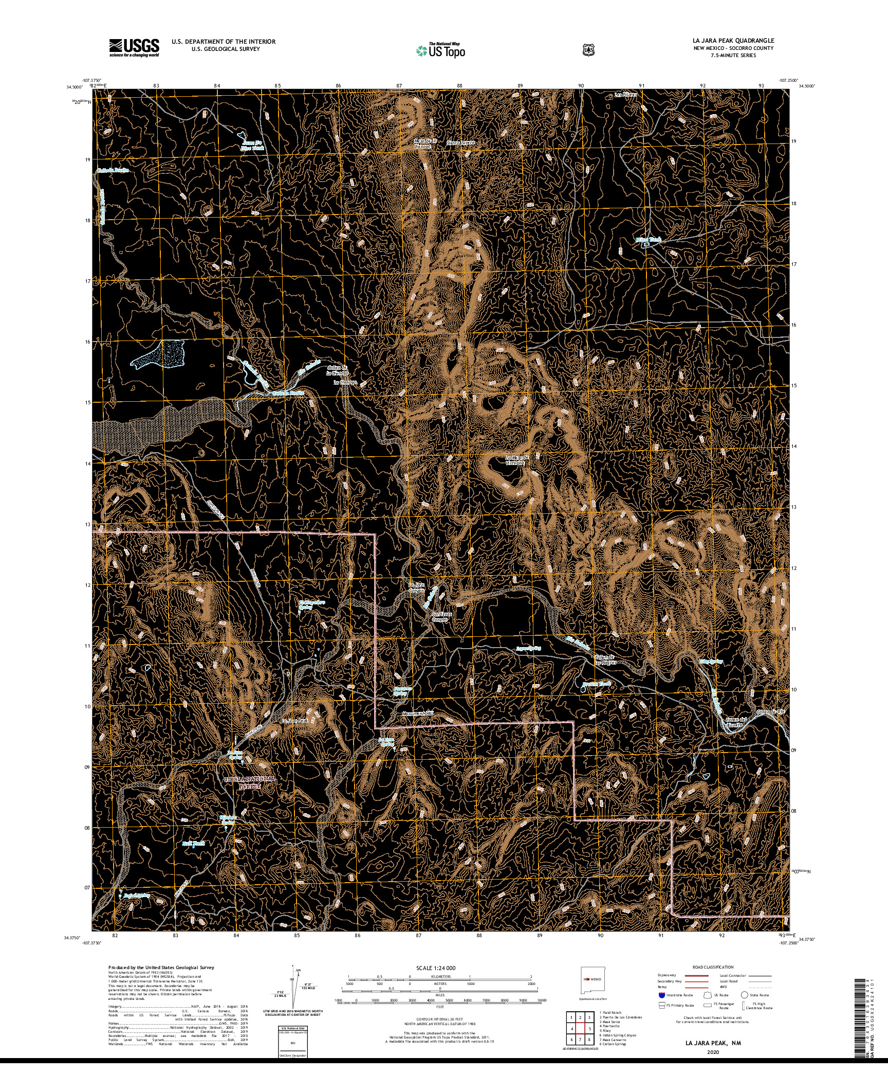 USGS US TOPO 7.5-MINUTE MAP FOR LA JARA PEAK, NM 2020