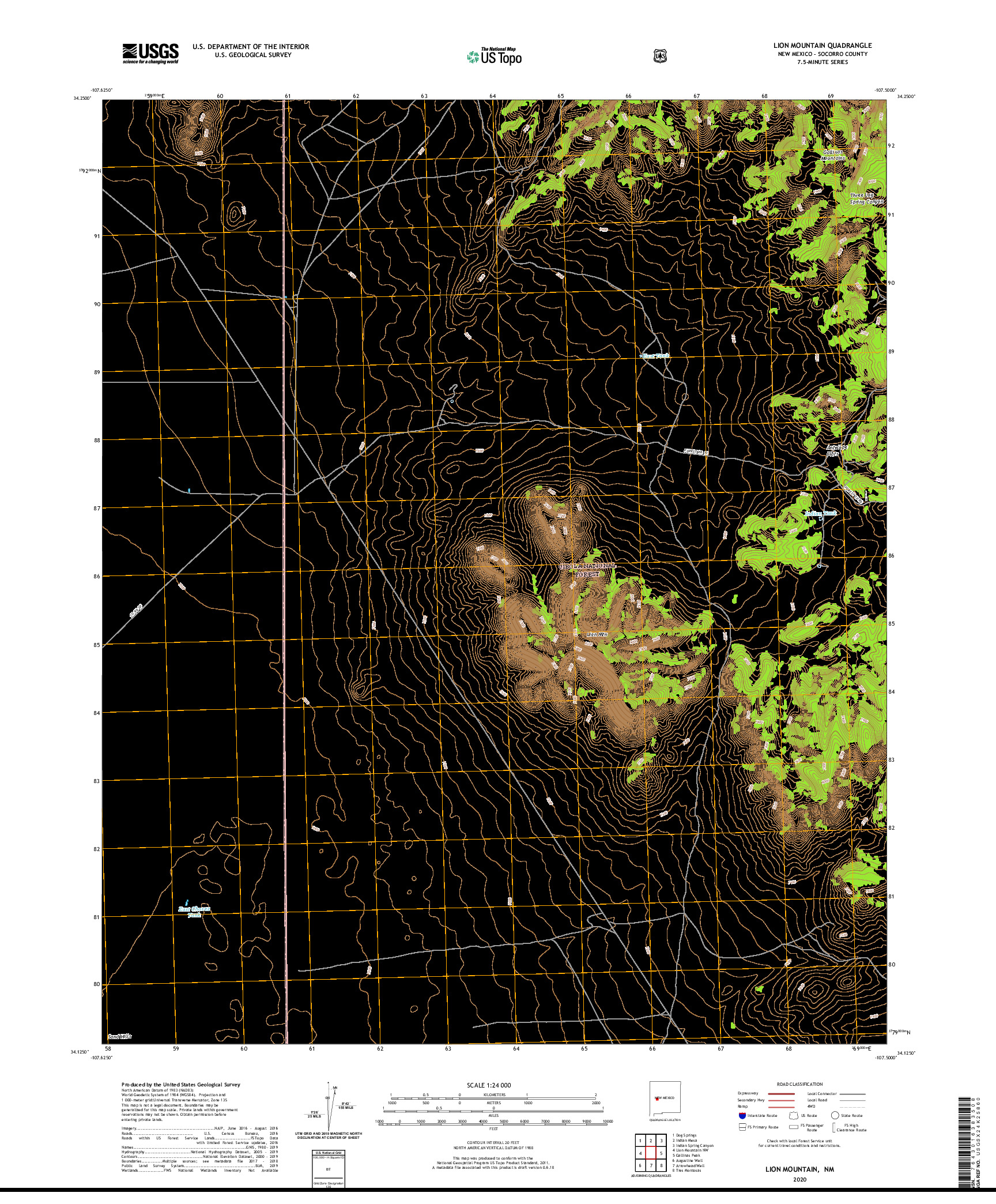 USGS US TOPO 7.5-MINUTE MAP FOR LION MOUNTAIN, NM 2020
