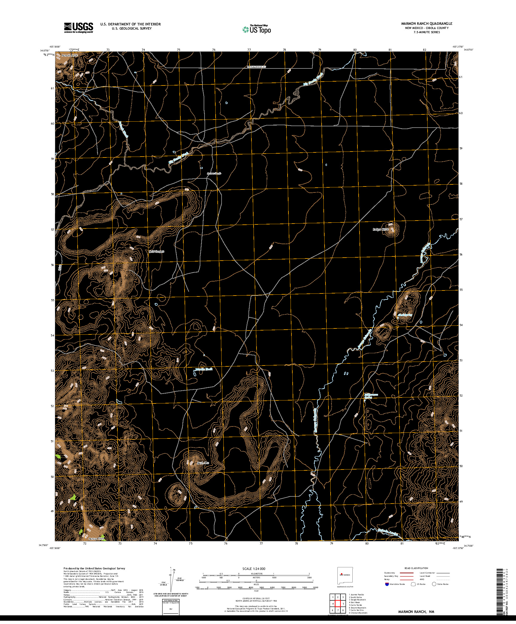 USGS US TOPO 7.5-MINUTE MAP FOR MARMON RANCH, NM 2020