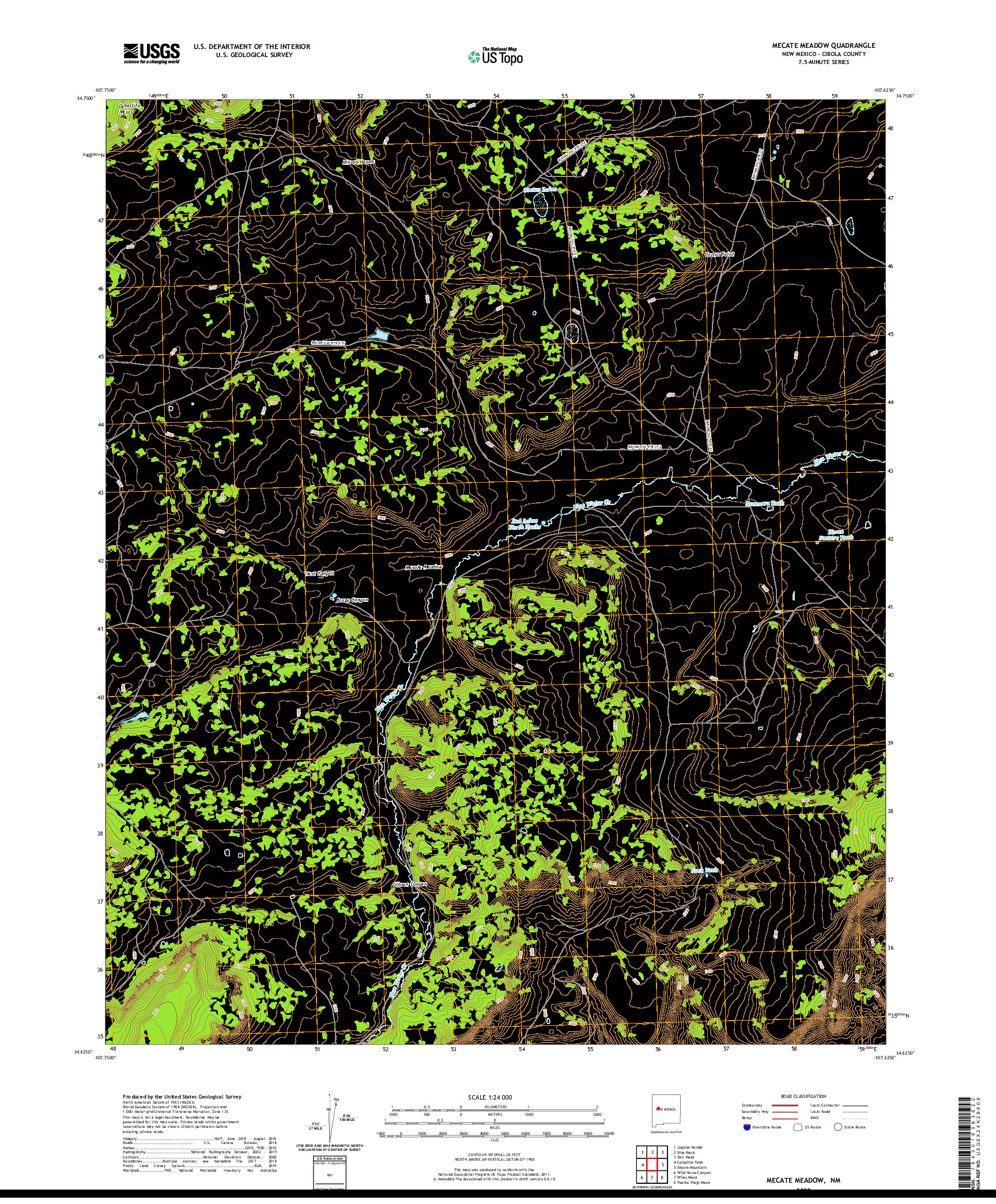 USGS US TOPO 7.5-MINUTE MAP FOR MECATE MEADOW, NM 2020