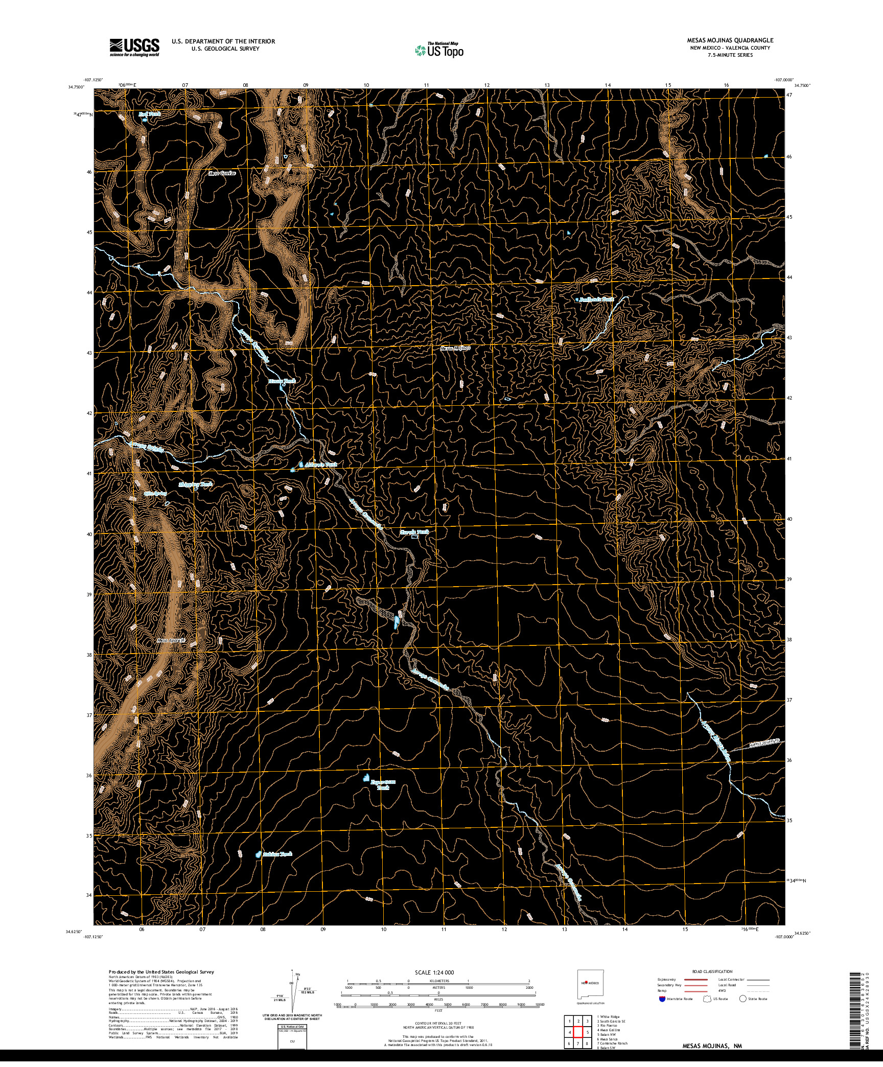 USGS US TOPO 7.5-MINUTE MAP FOR MESAS MOJINAS, NM 2020