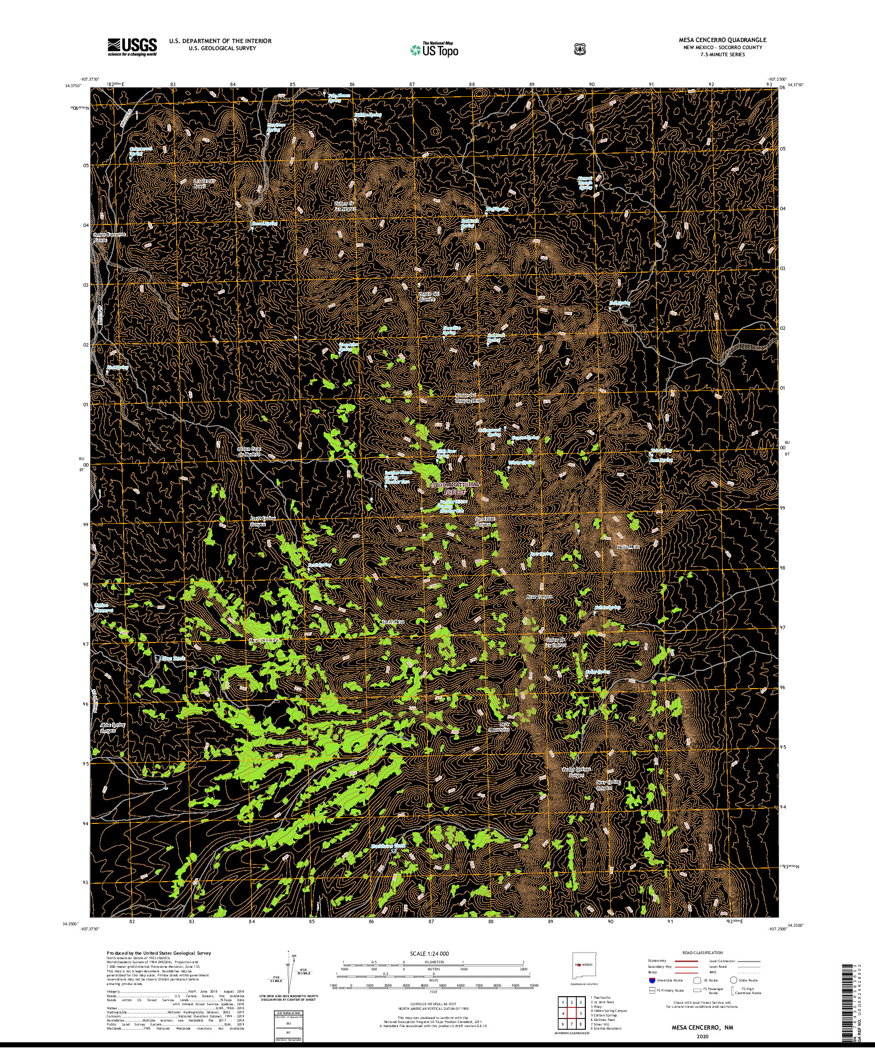 USGS US TOPO 7.5-MINUTE MAP FOR MESA CENCERRO, NM 2020