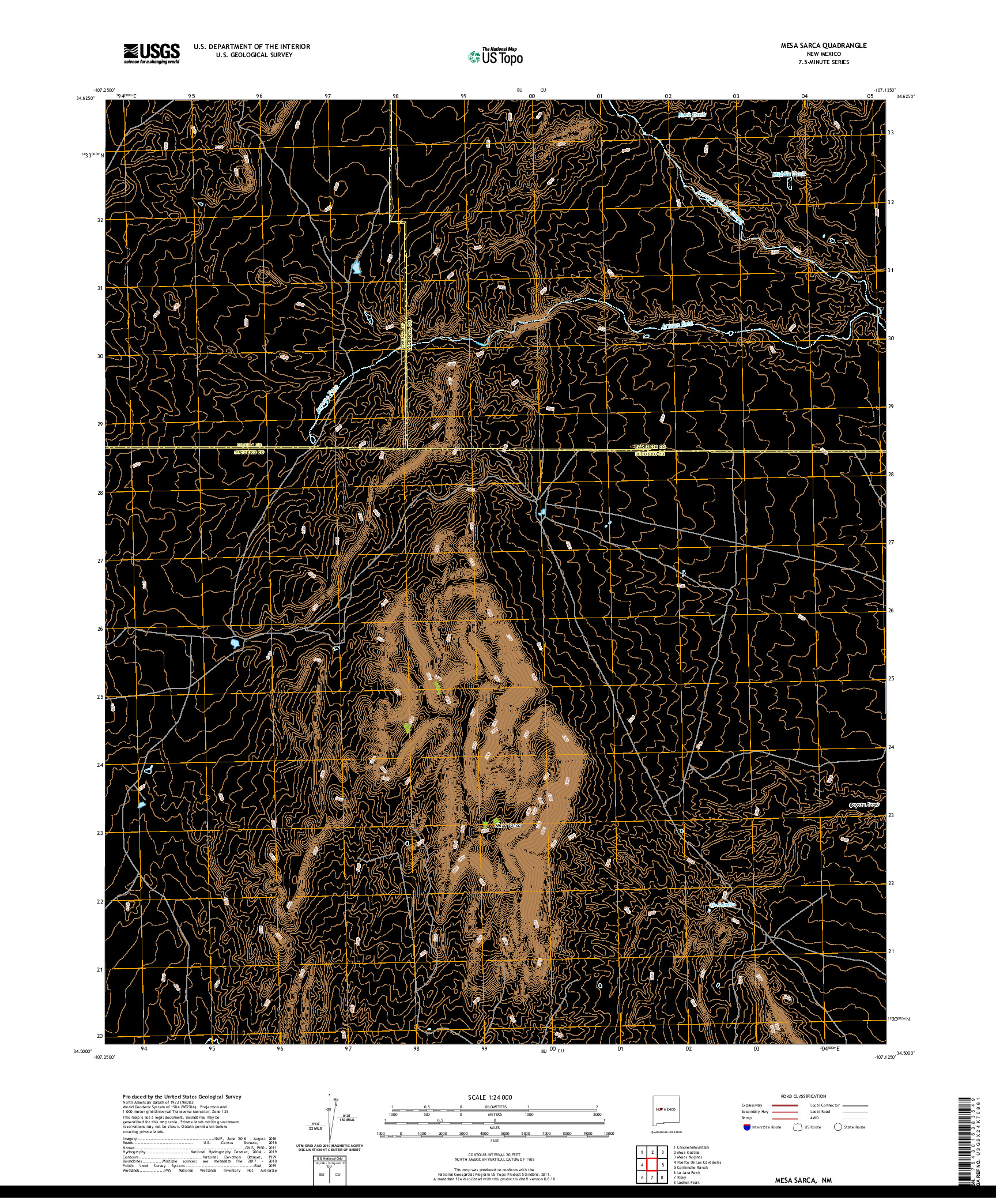 USGS US TOPO 7.5-MINUTE MAP FOR MESA SARCA, NM 2020