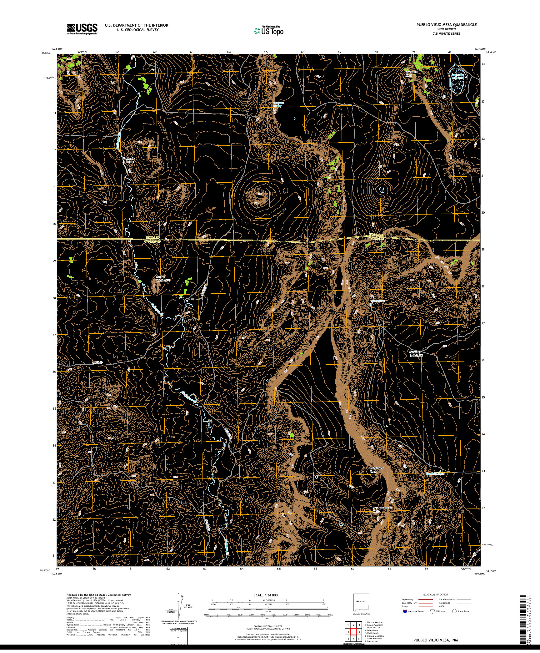 USGS US TOPO 7.5-MINUTE MAP FOR PUEBLO VIEJO MESA, NM 2020