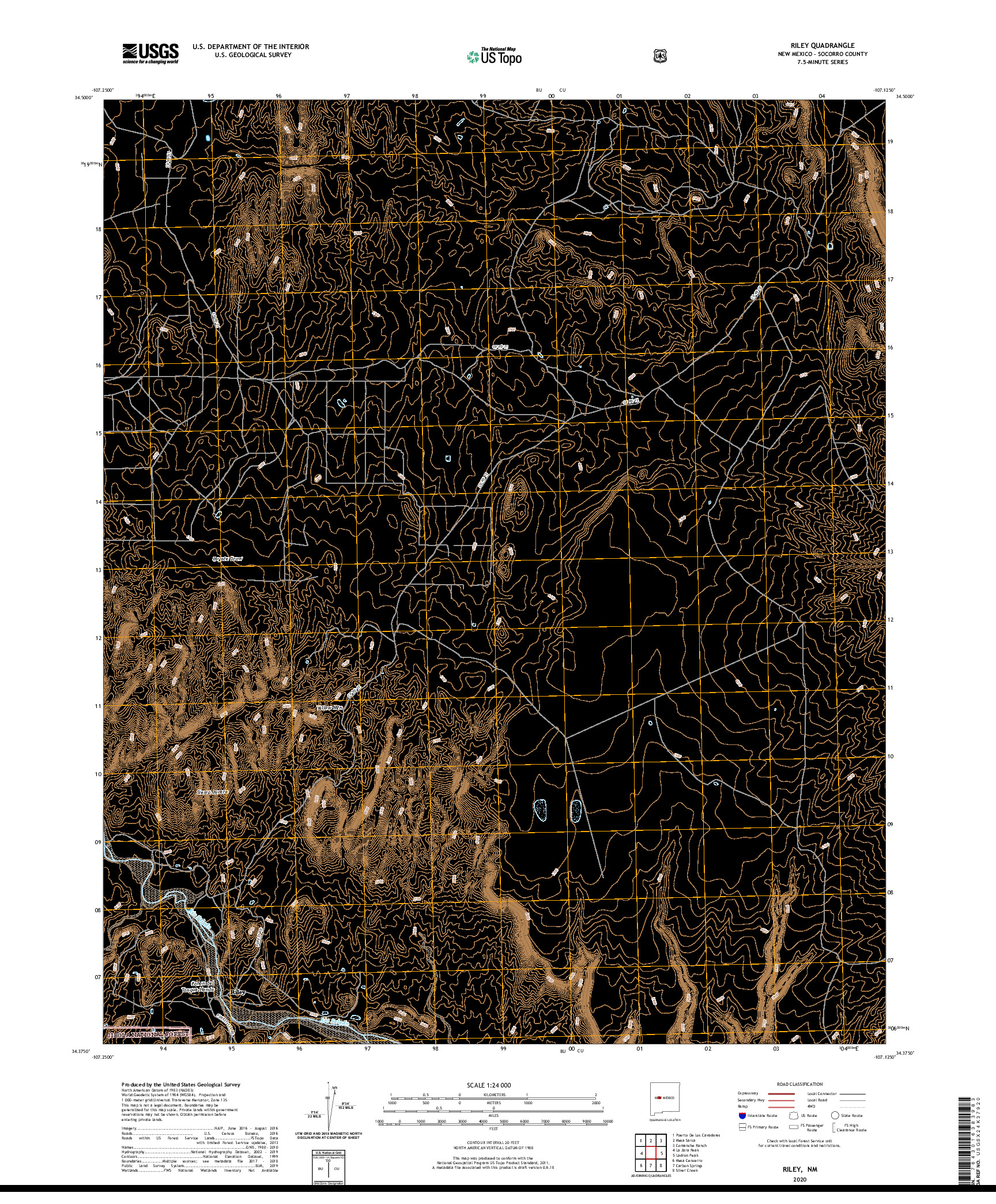 USGS US TOPO 7.5-MINUTE MAP FOR RILEY, NM 2020
