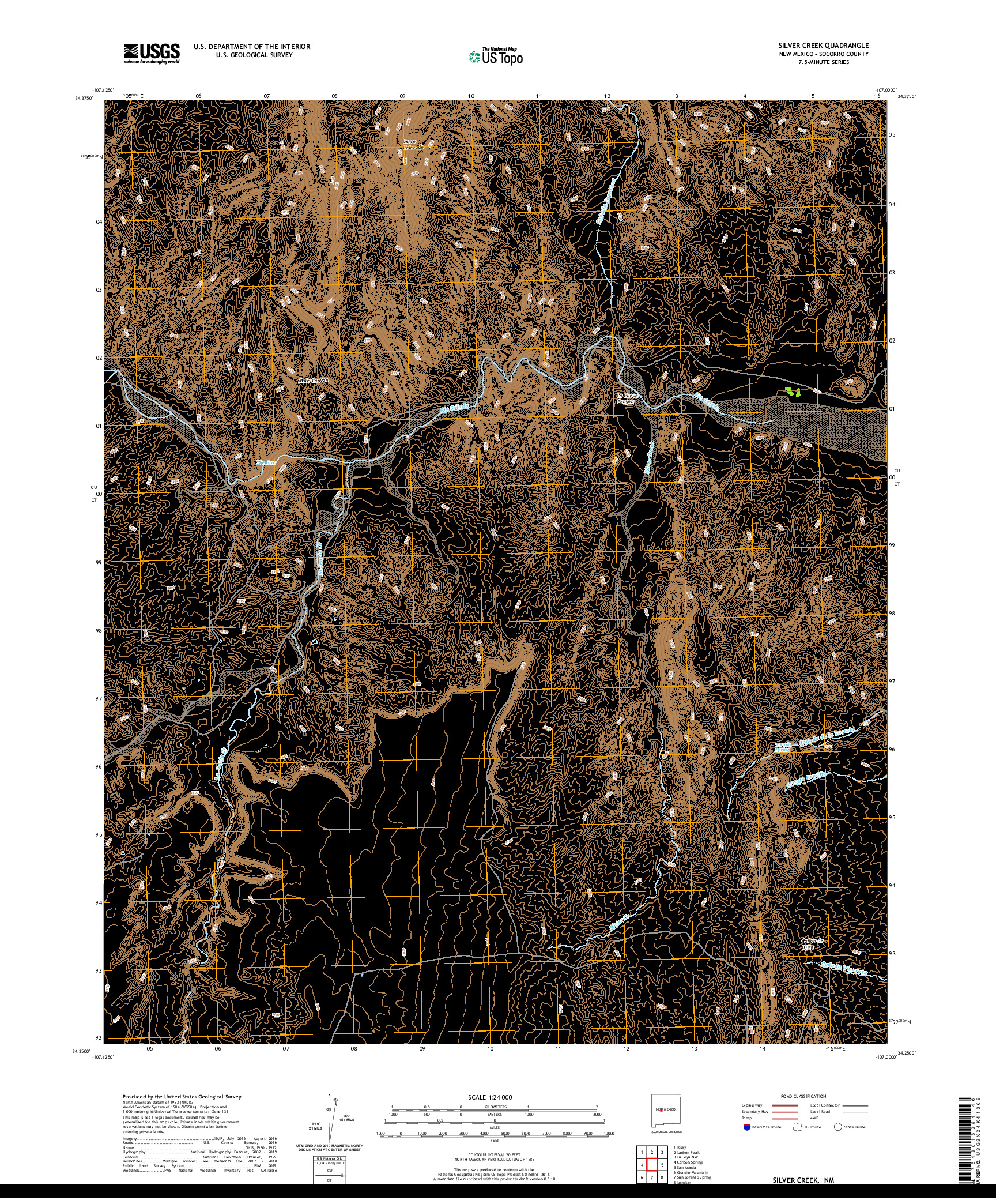 USGS US TOPO 7.5-MINUTE MAP FOR SILVER CREEK, NM 2020