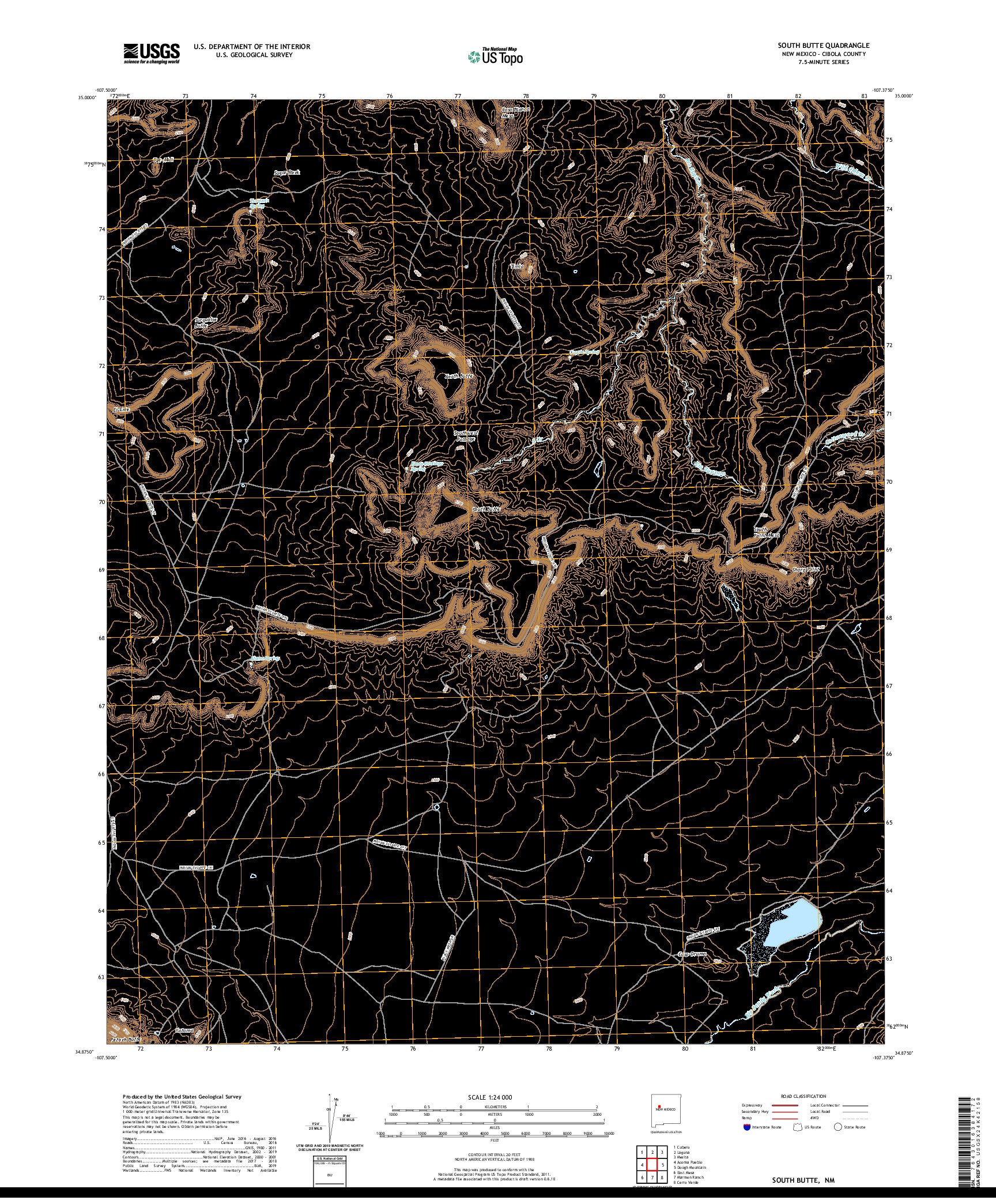 USGS US TOPO 7.5-MINUTE MAP FOR SOUTH BUTTE, NM 2020