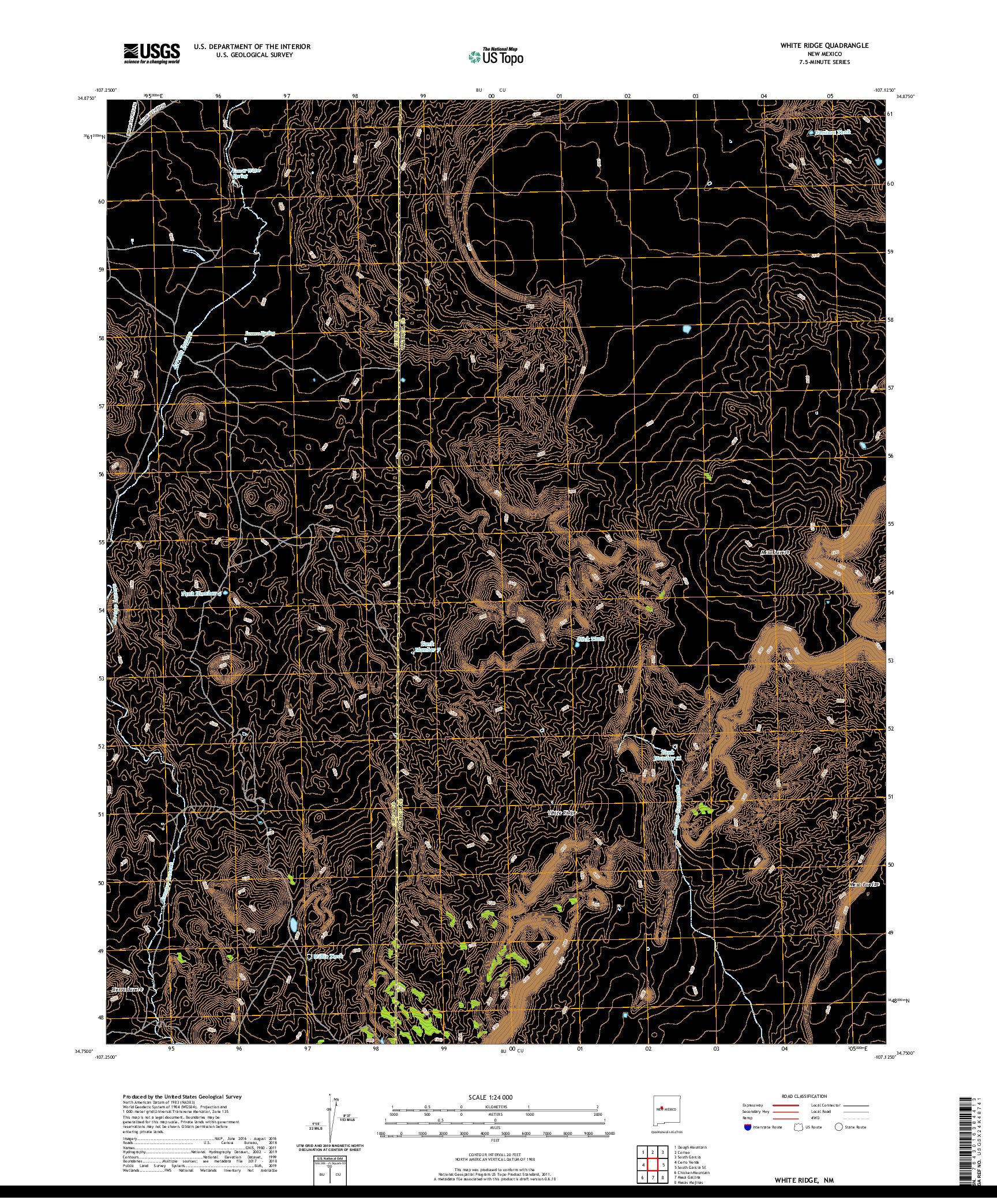 USGS US TOPO 7.5-MINUTE MAP FOR WHITE RIDGE, NM 2020