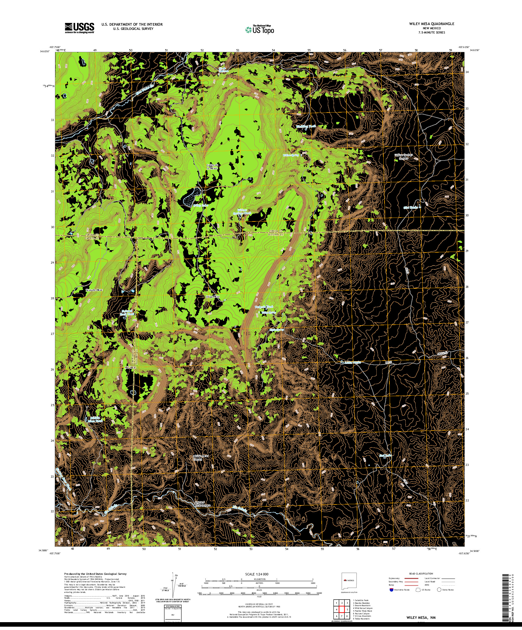 USGS US TOPO 7.5-MINUTE MAP FOR WILEY MESA, NM 2020