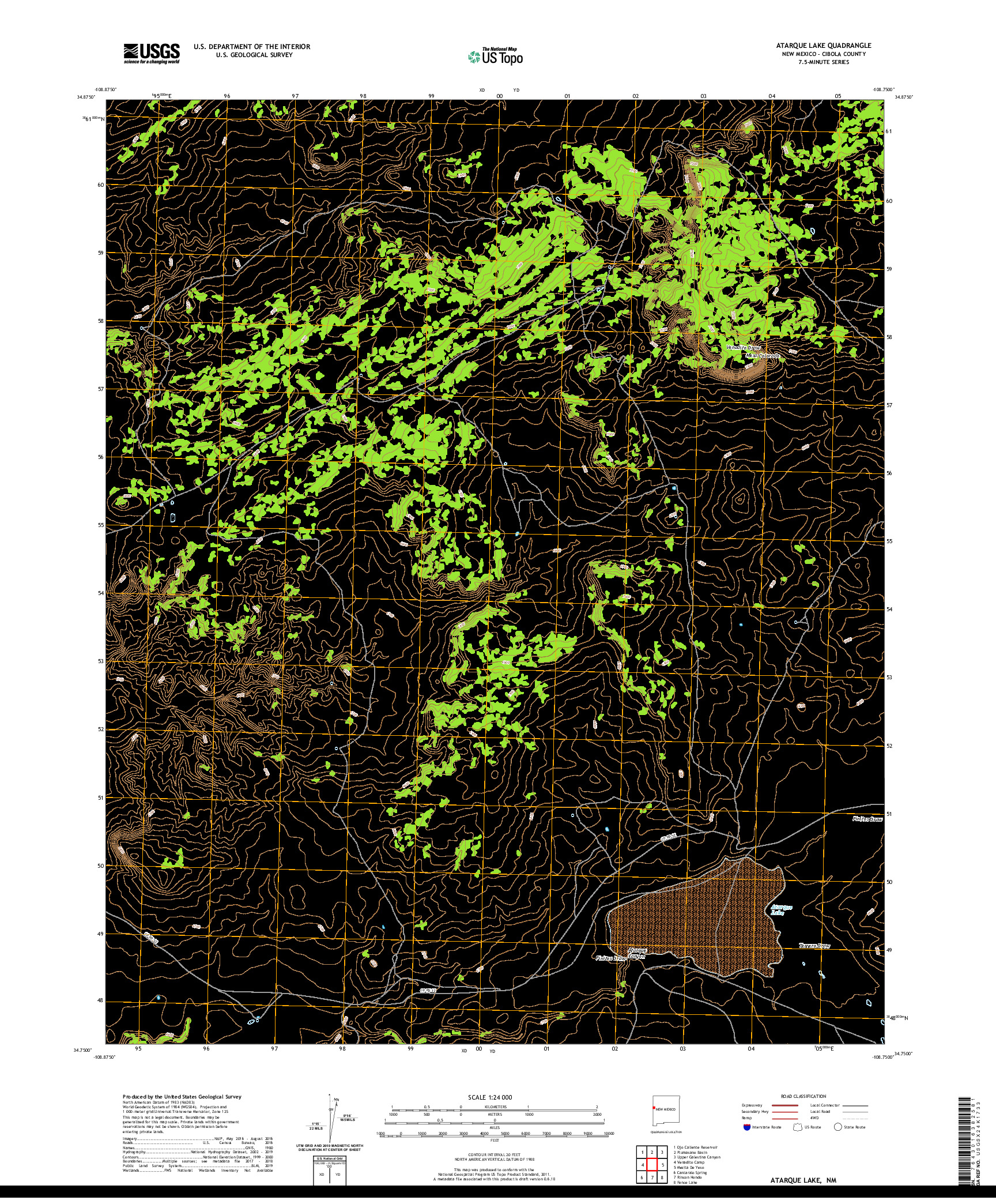 USGS US TOPO 7.5-MINUTE MAP FOR ATARQUE LAKE, NM 2020