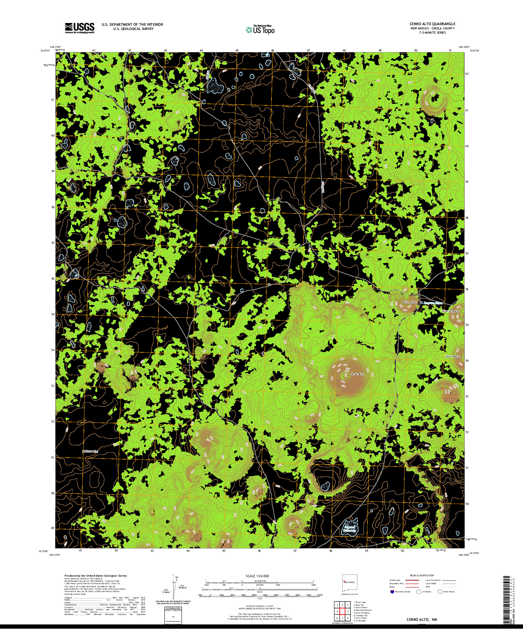 USGS US TOPO 7.5-MINUTE MAP FOR CERRO ALTO, NM 2020