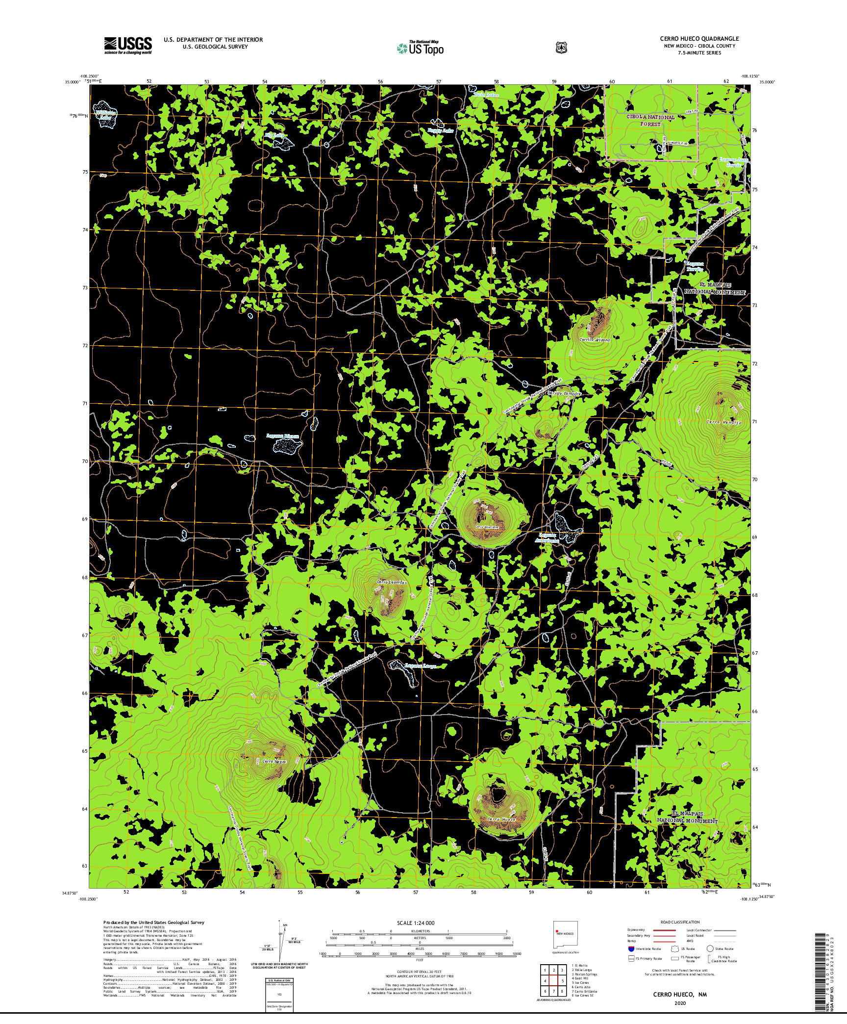 USGS US TOPO 7.5-MINUTE MAP FOR CERRO HUECO, NM 2020