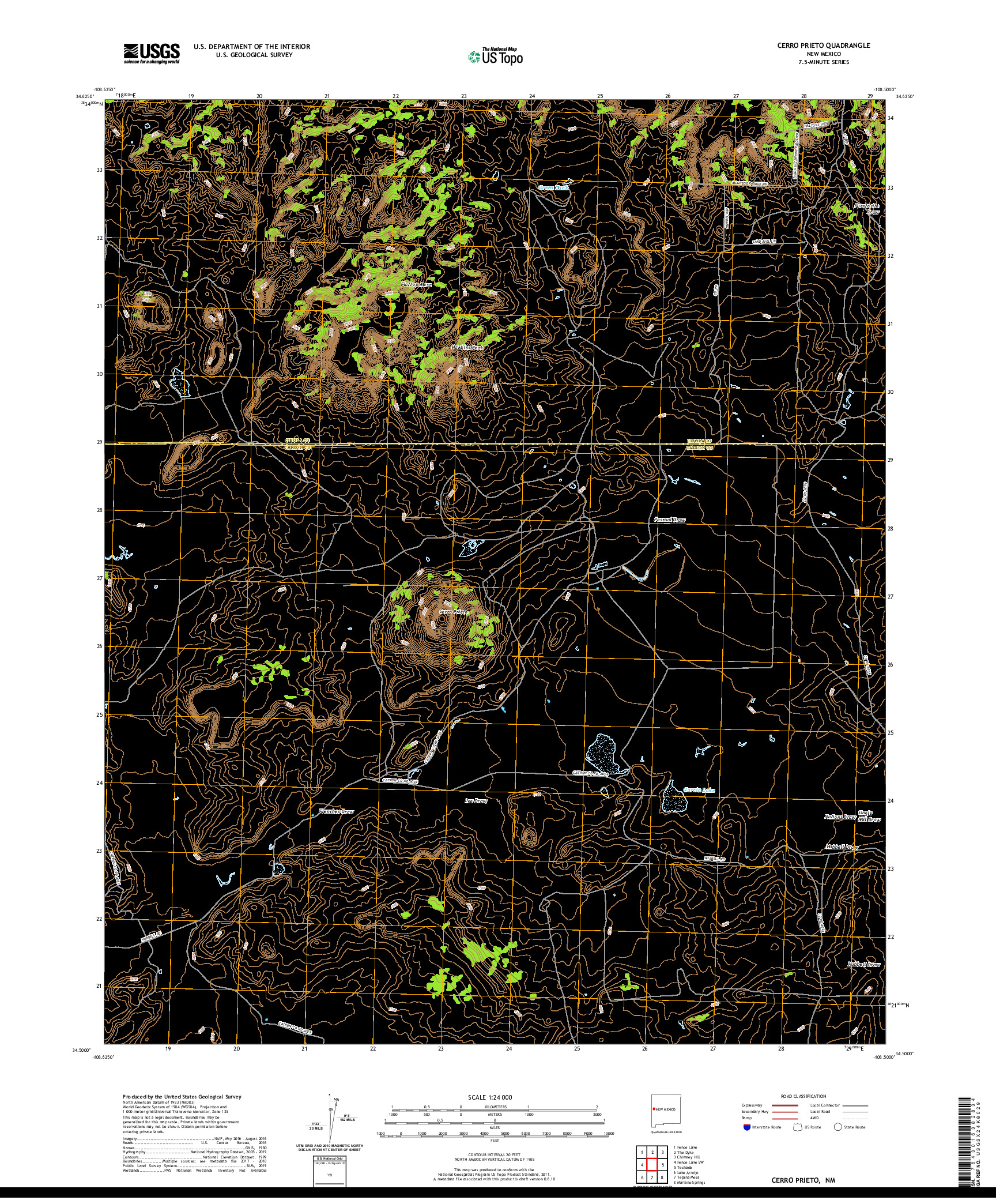 USGS US TOPO 7.5-MINUTE MAP FOR CERRO PRIETO, NM 2020