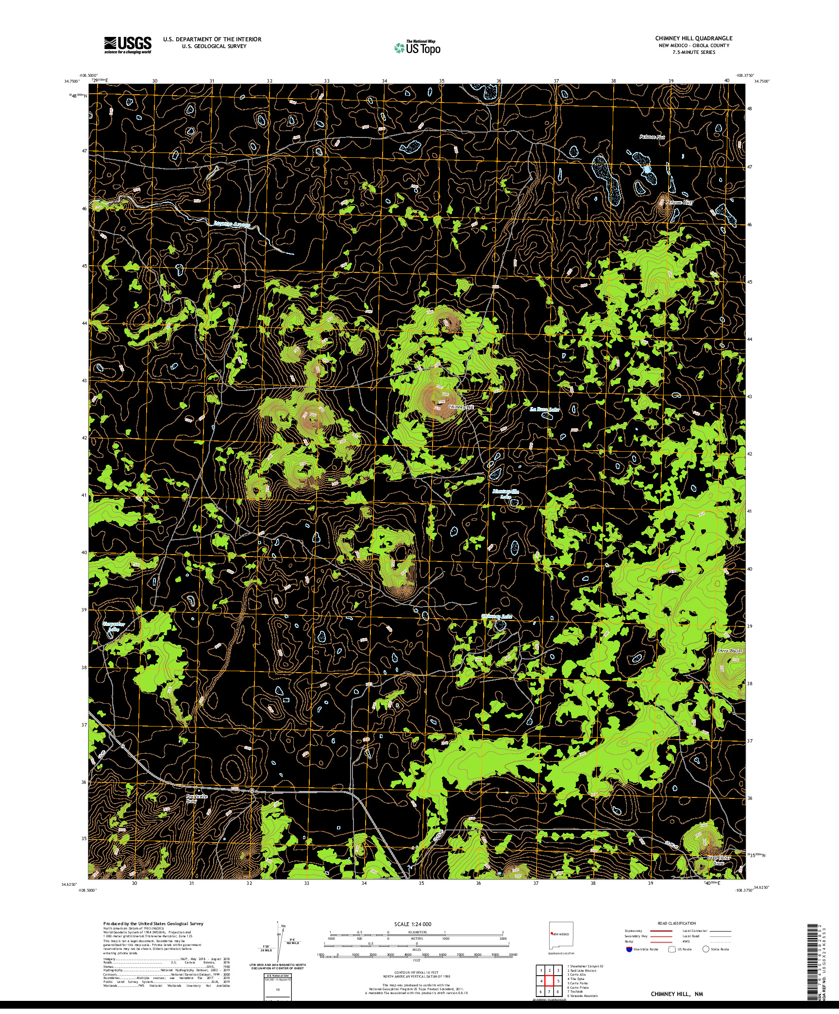 USGS US TOPO 7.5-MINUTE MAP FOR CHIMNEY HILL, NM 2020