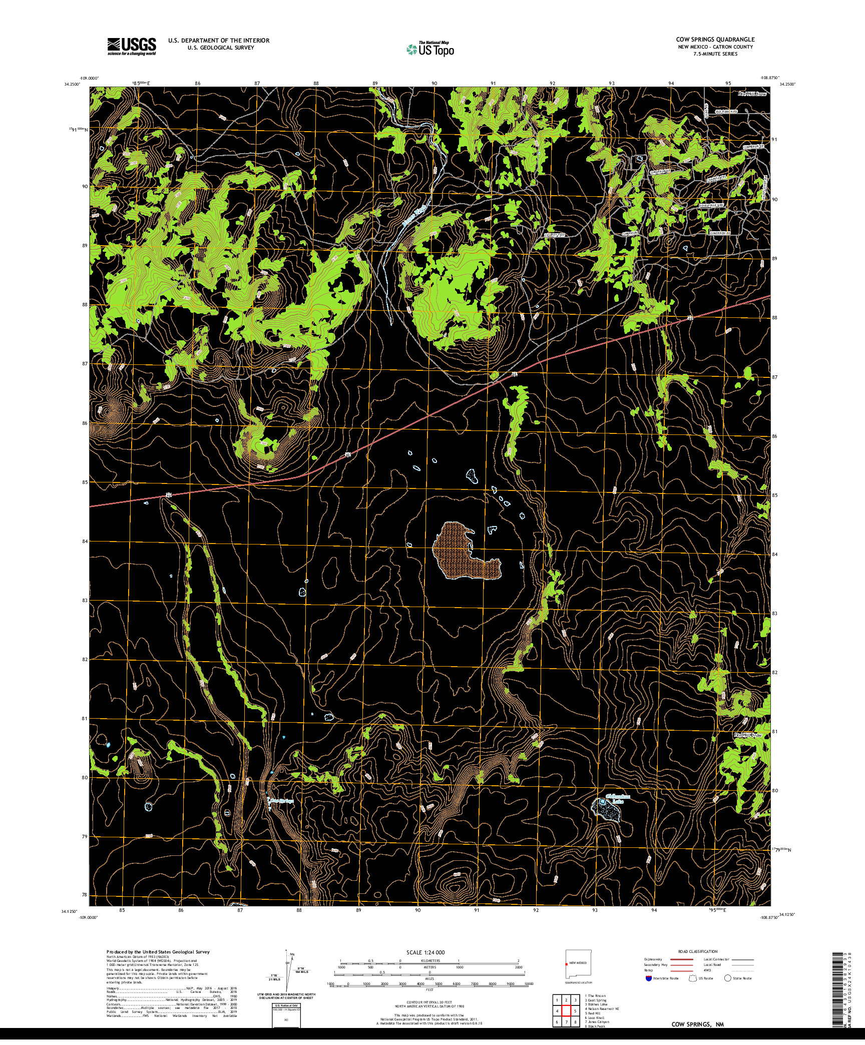 USGS US TOPO 7.5-MINUTE MAP FOR COW SPRINGS, NM 2020