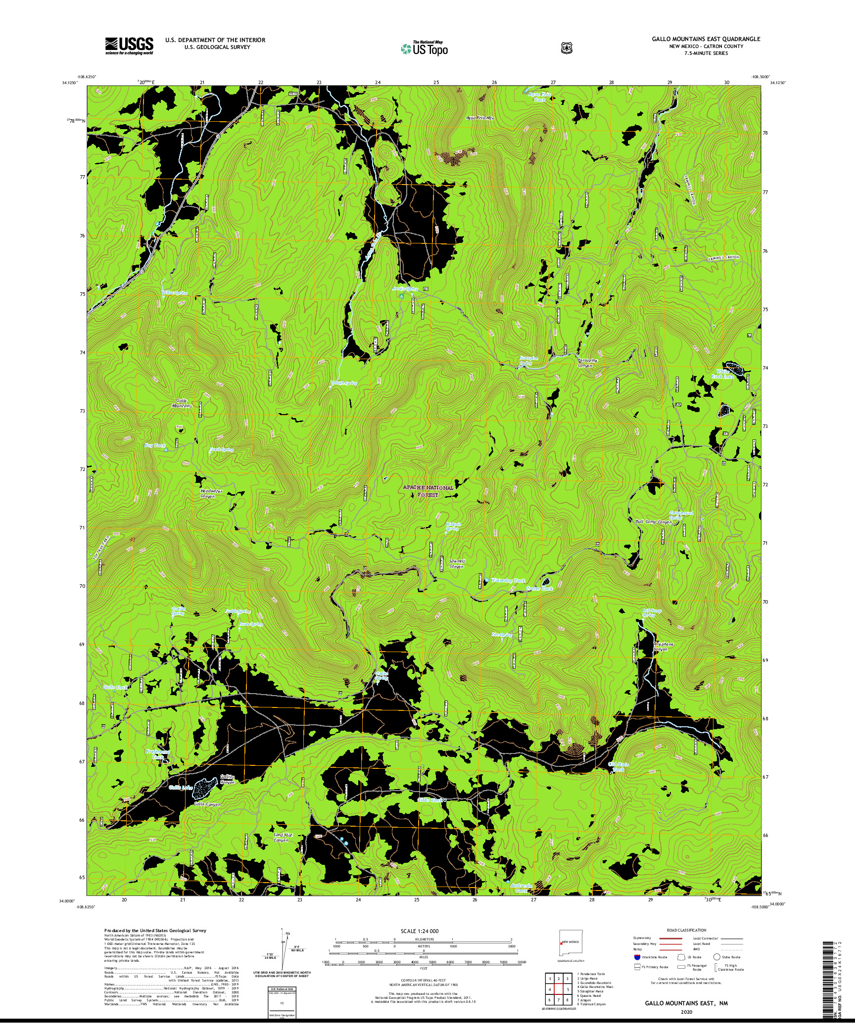 USGS US TOPO 7.5-MINUTE MAP FOR GALLO MOUNTAINS EAST, NM 2020