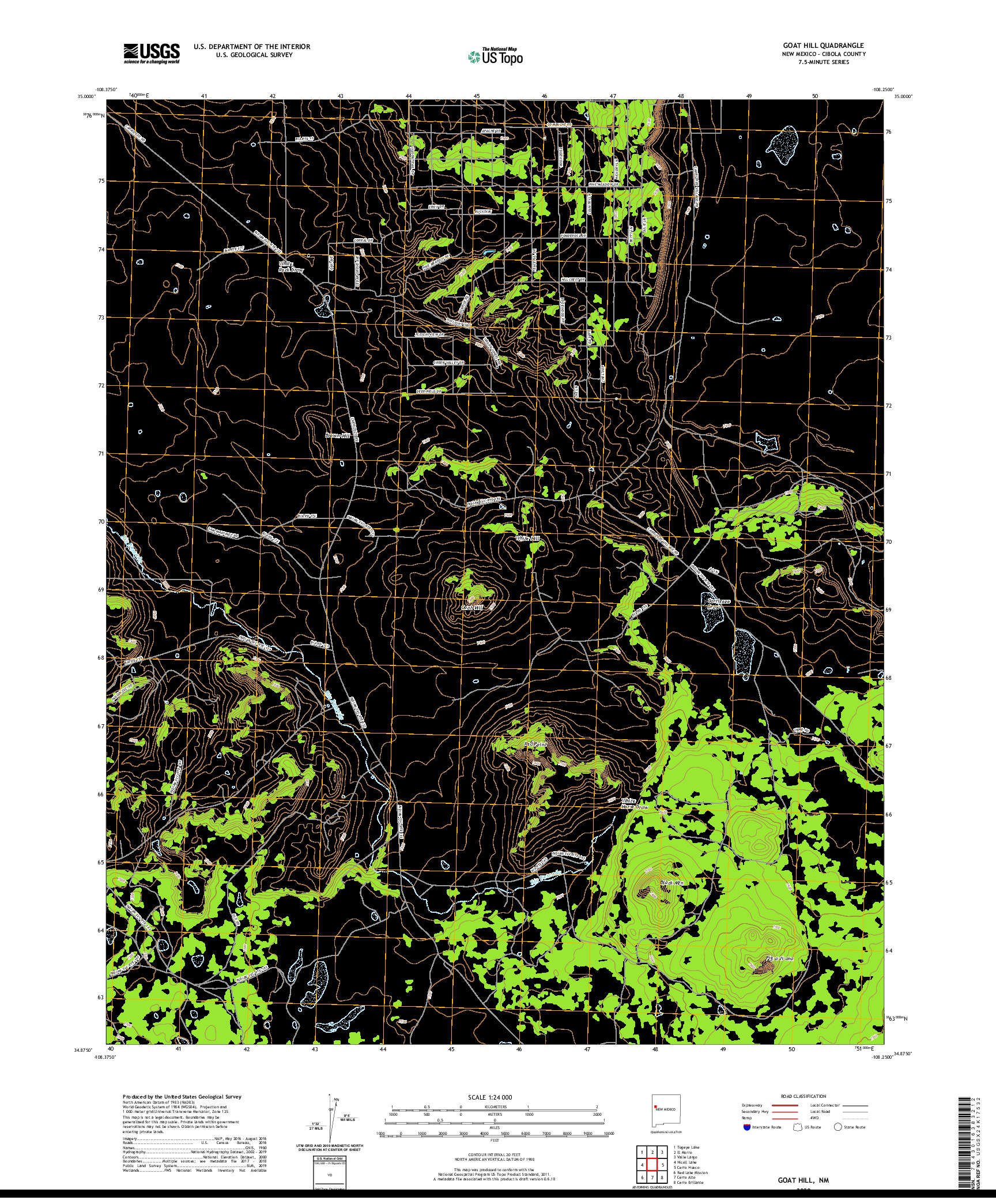 USGS US TOPO 7.5-MINUTE MAP FOR GOAT HILL, NM 2020