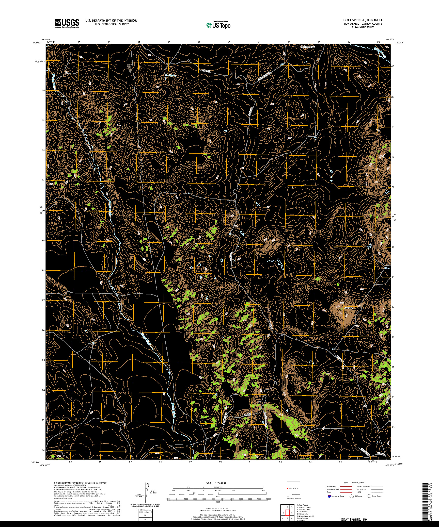 USGS US TOPO 7.5-MINUTE MAP FOR GOAT SPRING, NM 2020