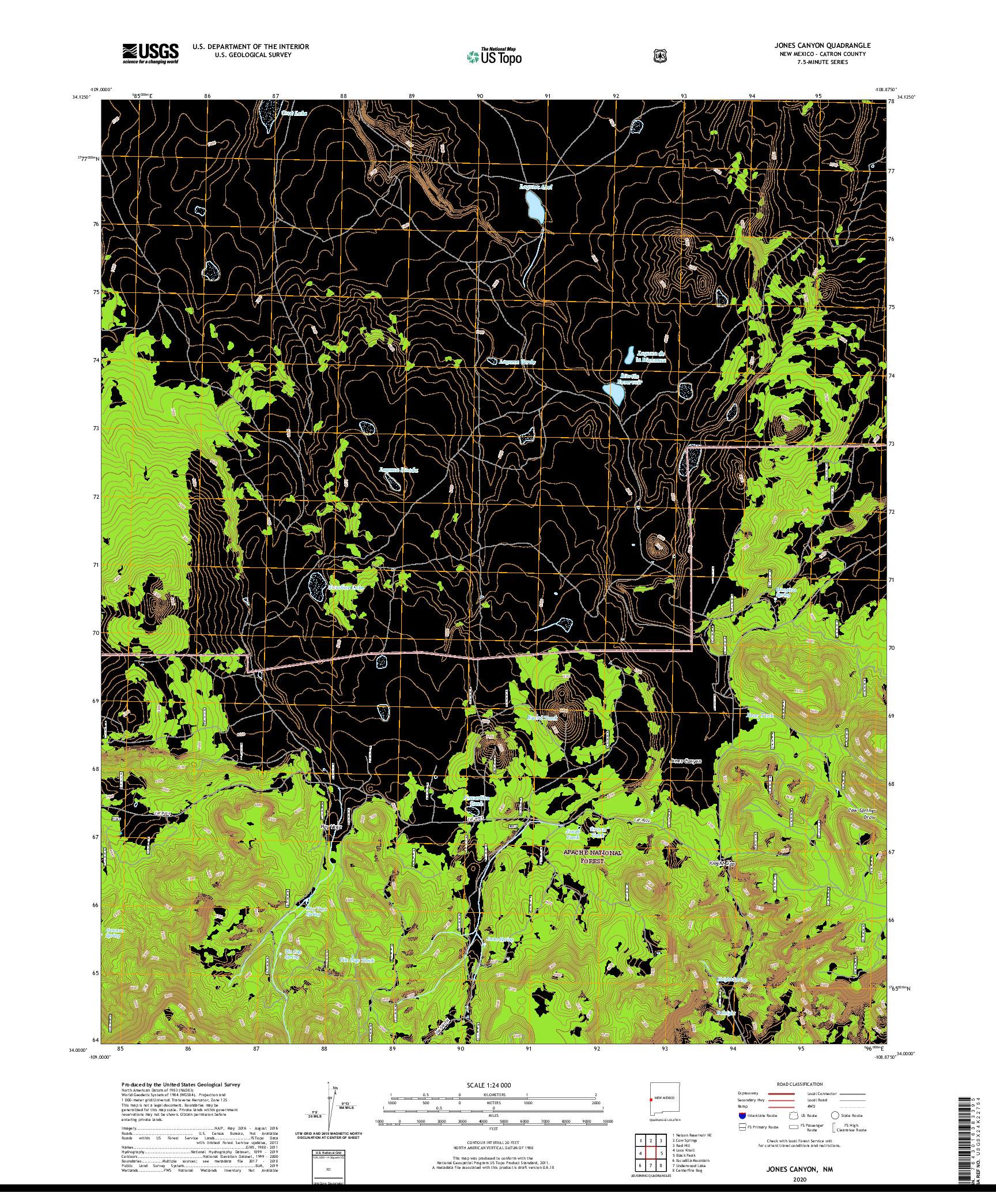 USGS US TOPO 7.5-MINUTE MAP FOR JONES CANYON, NM 2020