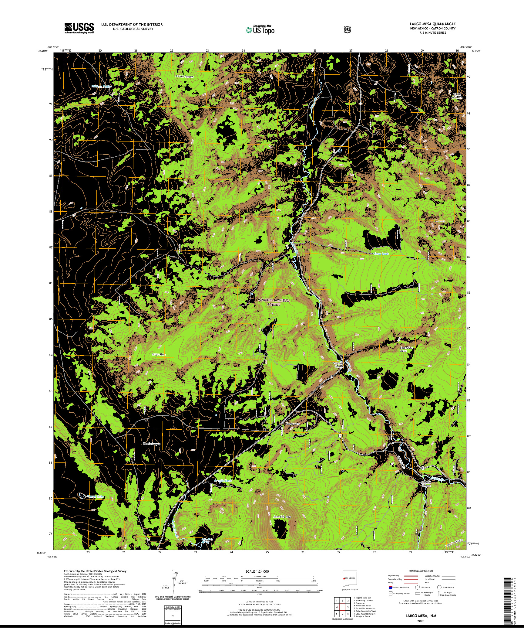 USGS US TOPO 7.5-MINUTE MAP FOR LARGO MESA, NM 2020