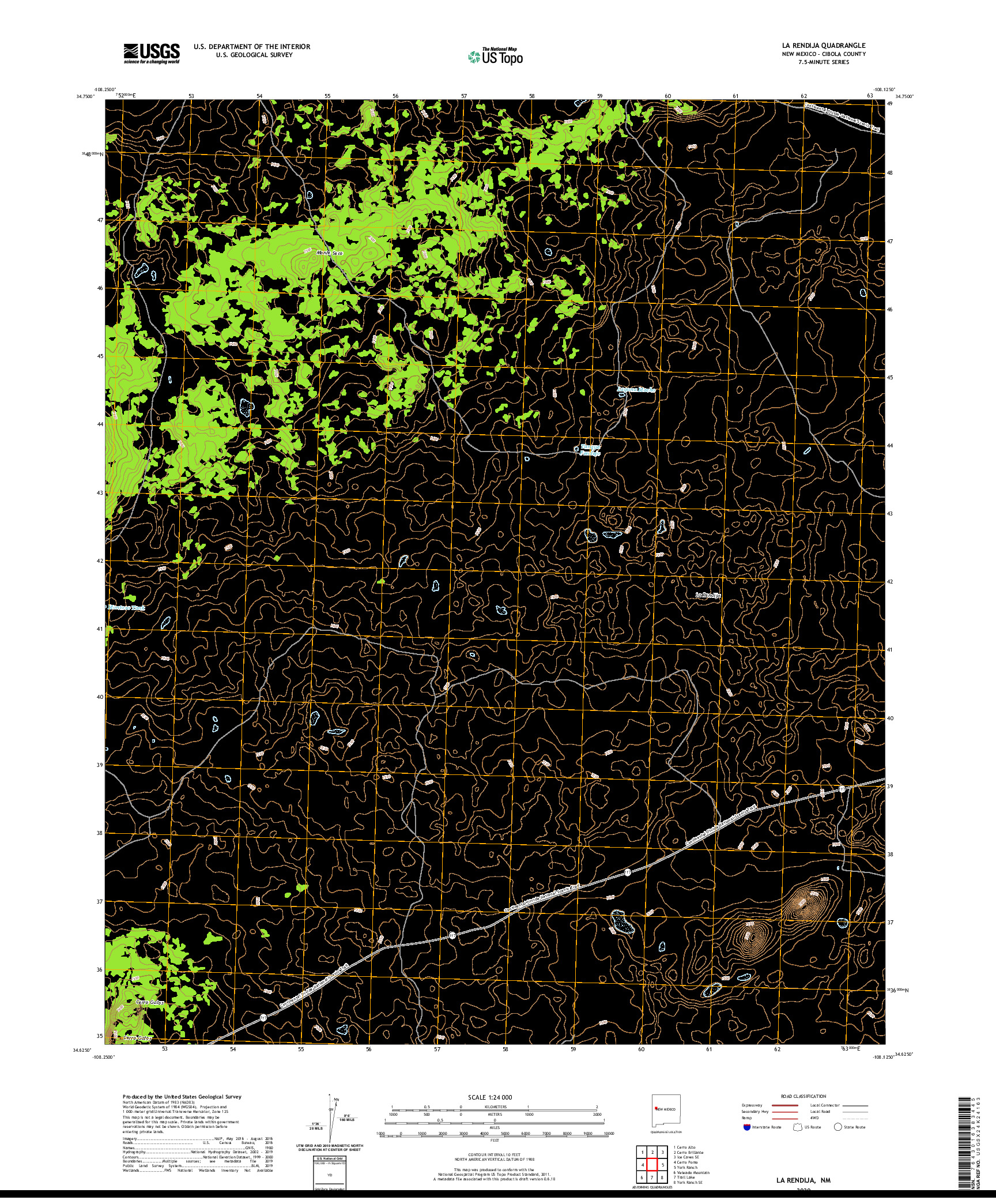 USGS US TOPO 7.5-MINUTE MAP FOR LA RENDIJA, NM 2020