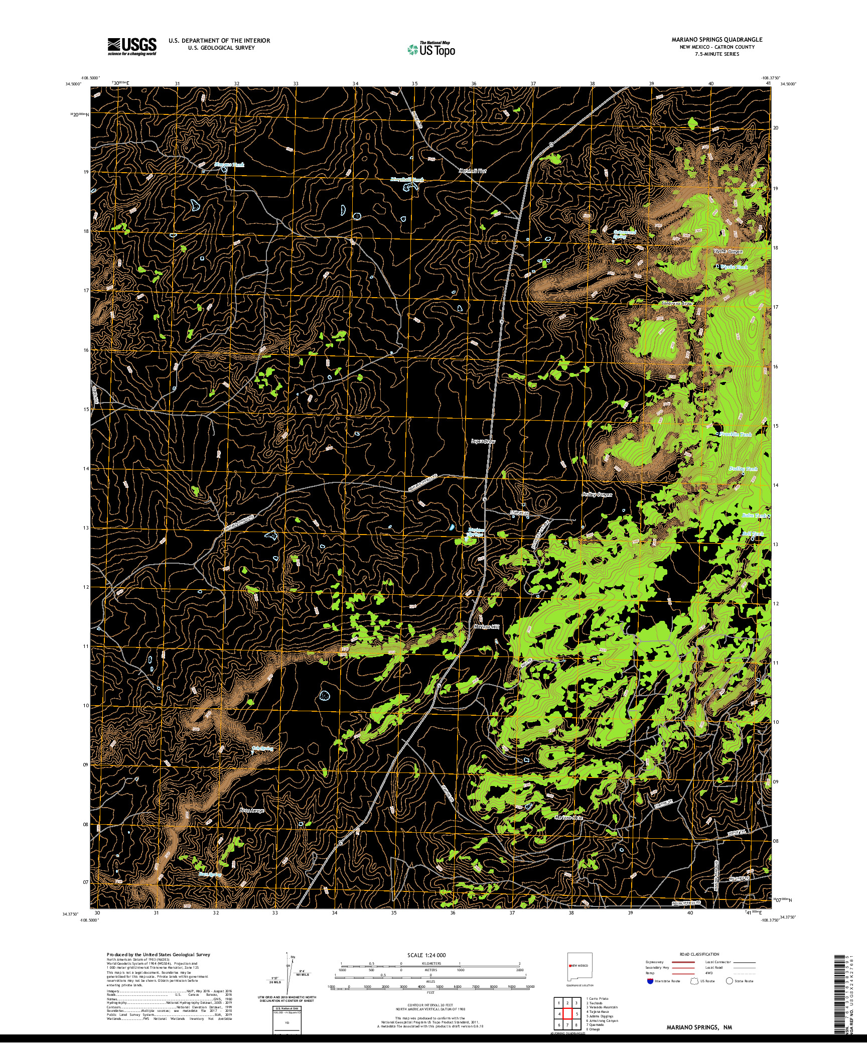 USGS US TOPO 7.5-MINUTE MAP FOR MARIANO SPRINGS, NM 2020