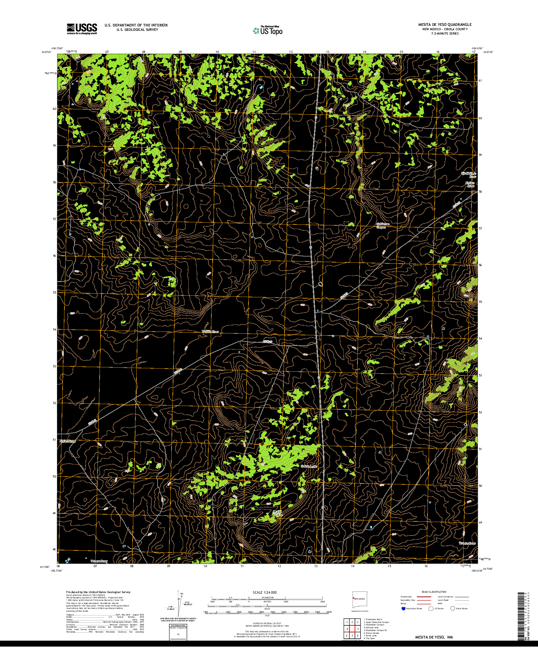 USGS US TOPO 7.5-MINUTE MAP FOR MESITA DE YESO, NM 2020